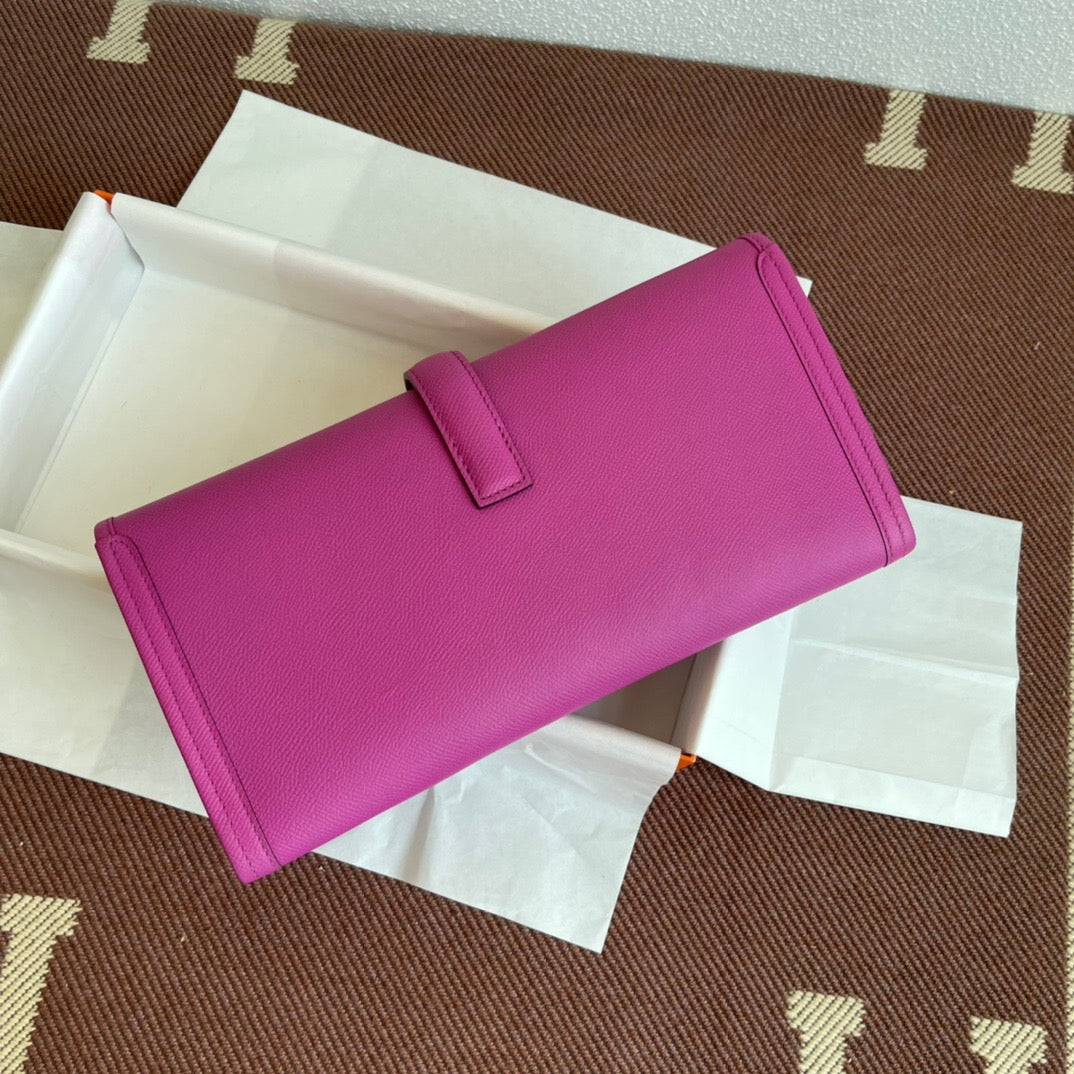 Hermes Jige Elan 29 Clutch Bag In Rose Purple Epsom Leather