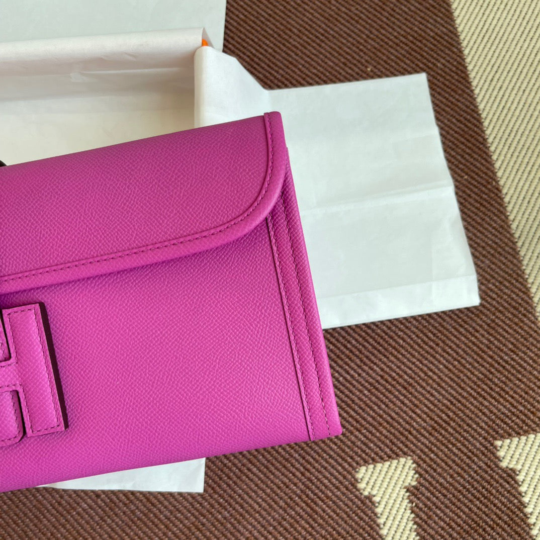 Hermes Jige Elan 29 Clutch Bag In Rose Purple Epsom Leather