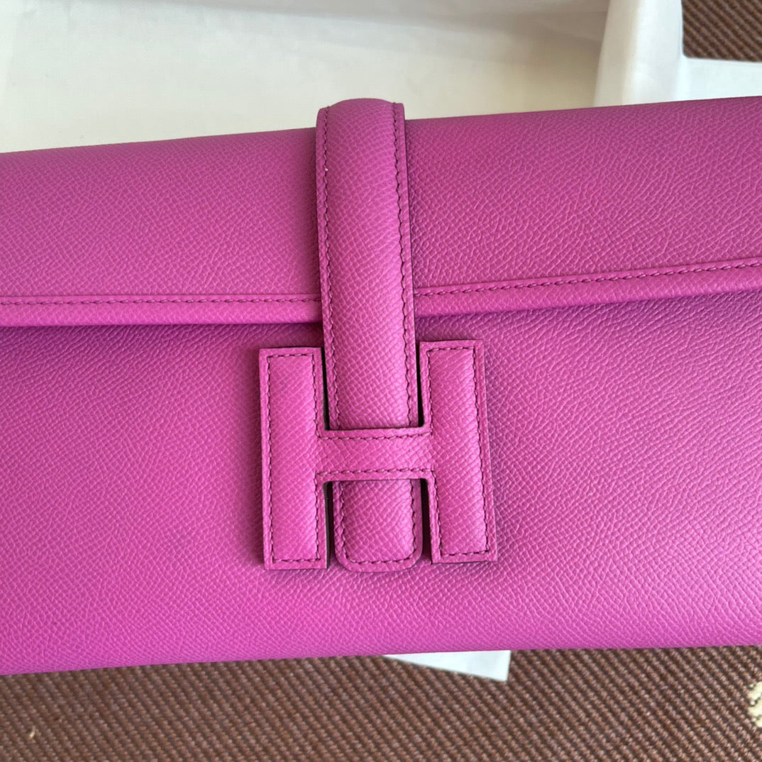 Hermes Jige Elan 29 Clutch Bag In Rose Purple Epsom Leather