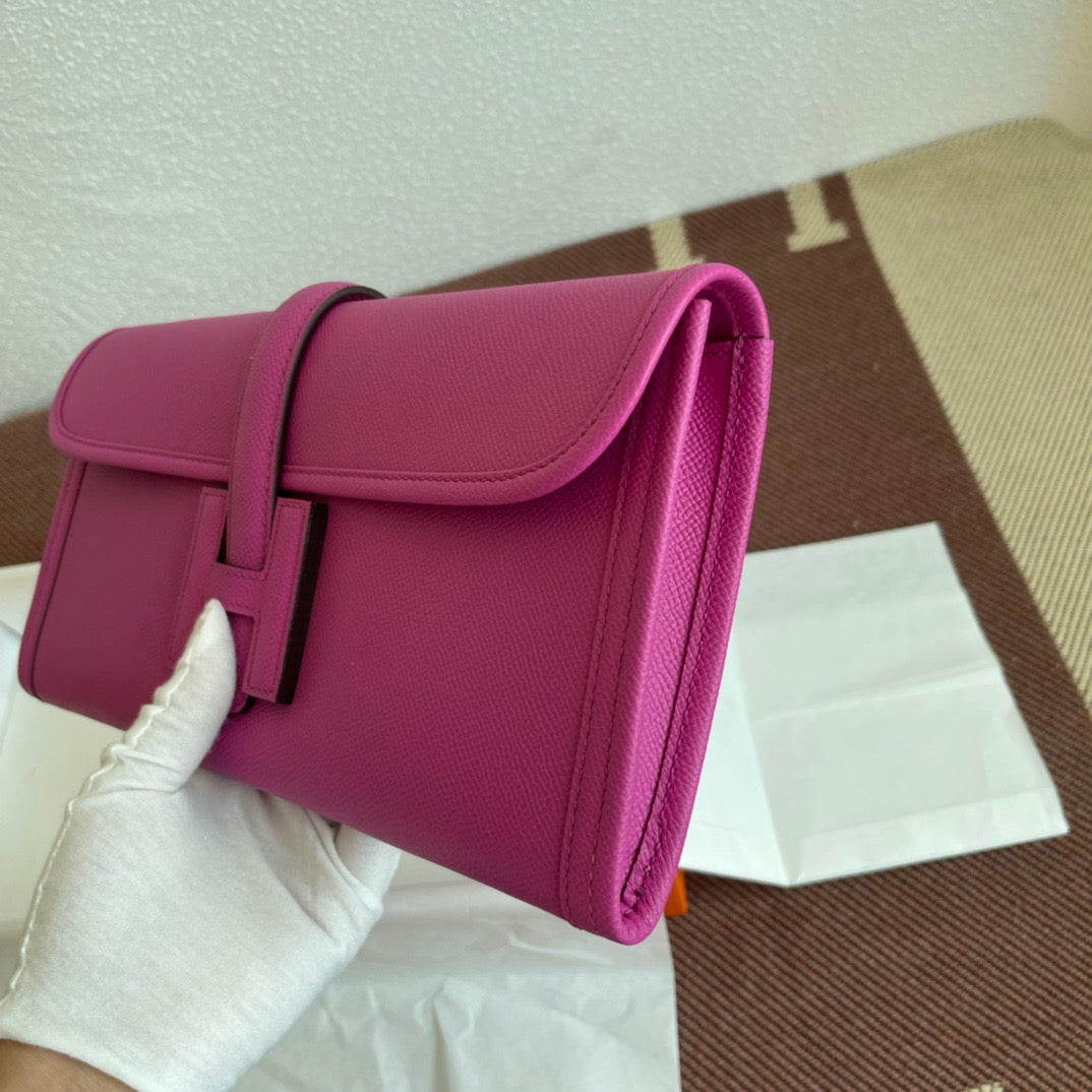 Hermes Jige Elan 29 Clutch Bag In Rose Purple Epsom Leather