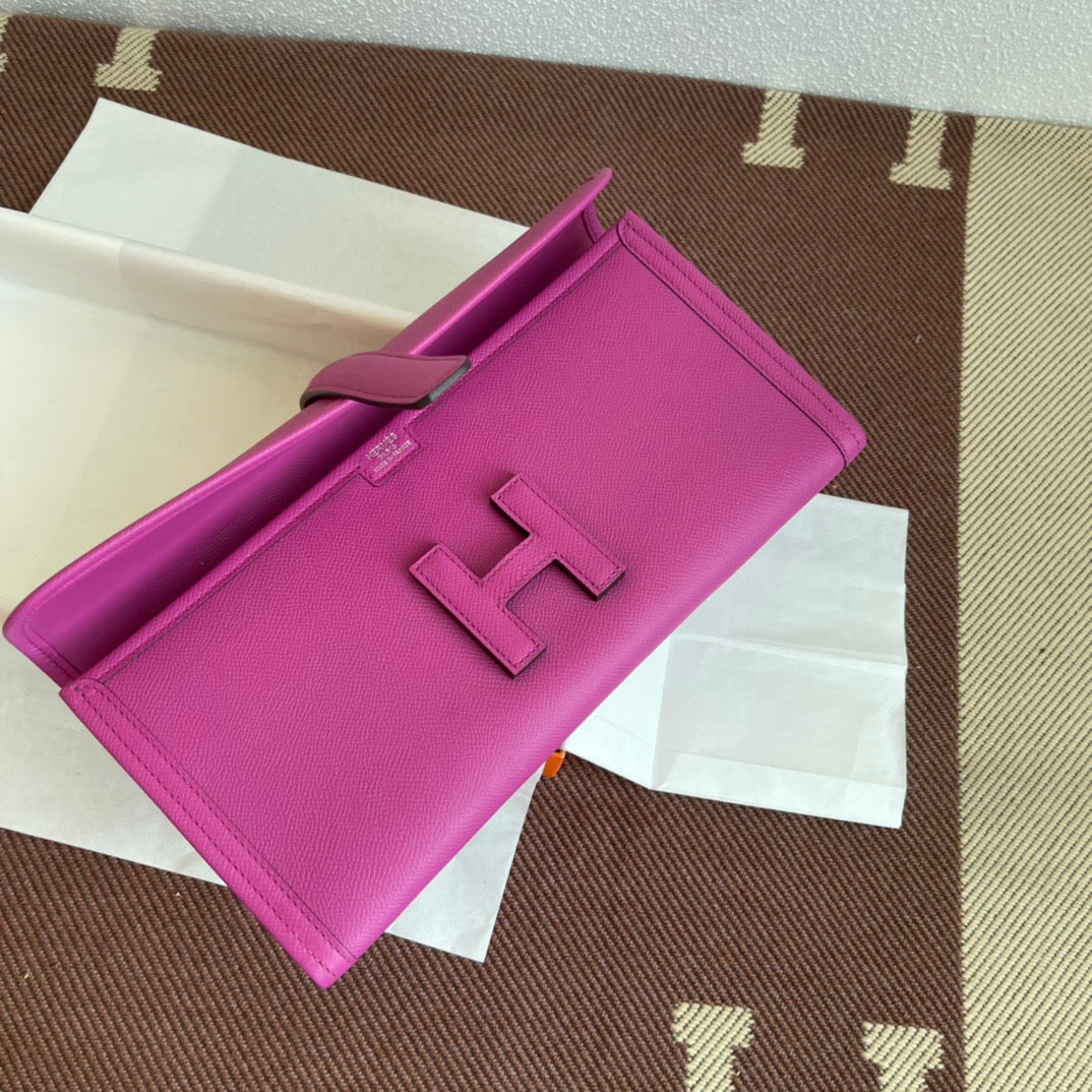 Hermes Jige Elan 29 Clutch Bag In Rose Purple Epsom Leather