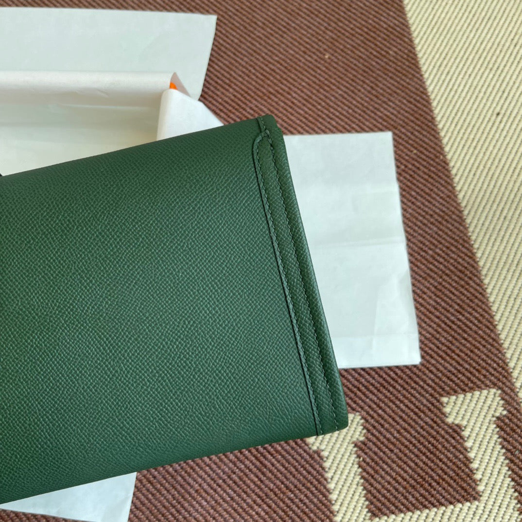 Hermes Jige Elan 29 Clutch Bag In ArmyGreen Epsom Leather