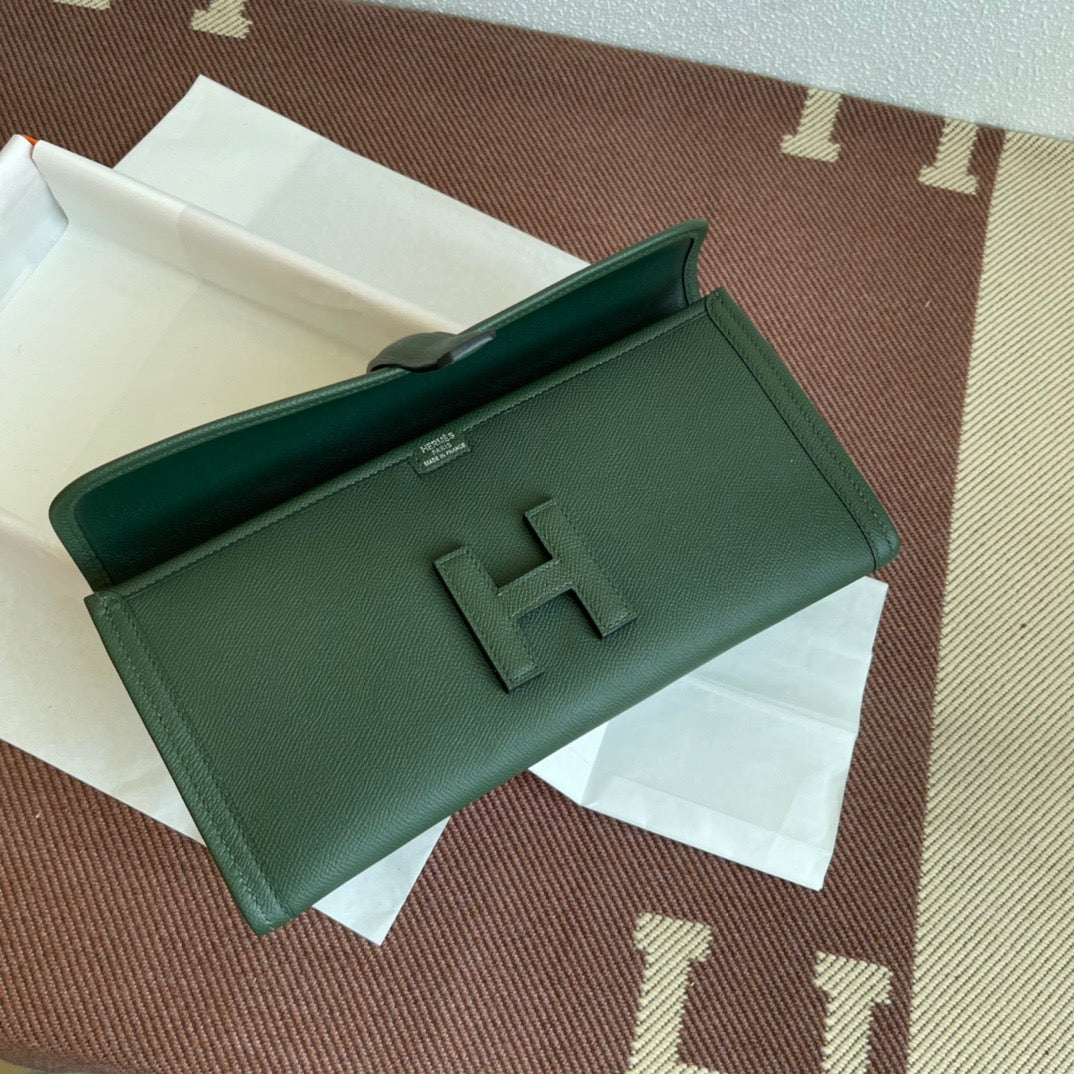 Hermes Jige Elan 29 Clutch Bag In ArmyGreen Epsom Leather