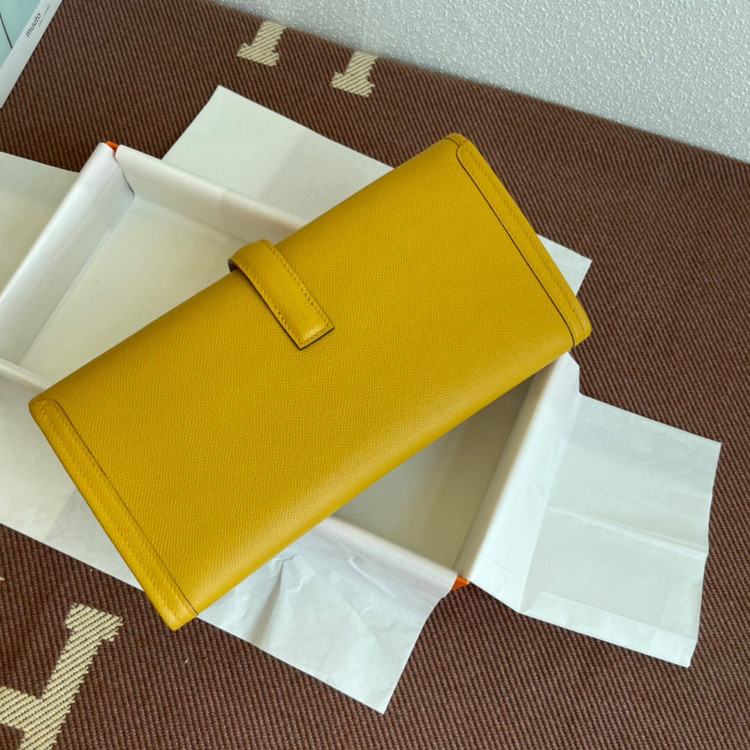 Hermes Jige Elan 29 Clutch Bag In Jaune Ambee Epsom Leather