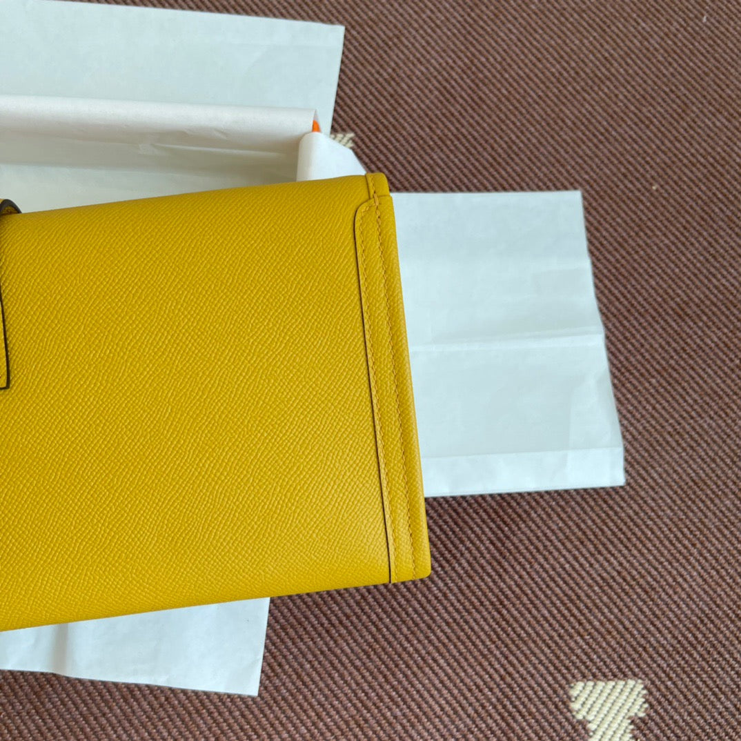 Hermes Jige Elan 29 Clutch Bag In Jaune Ambee Epsom Leather