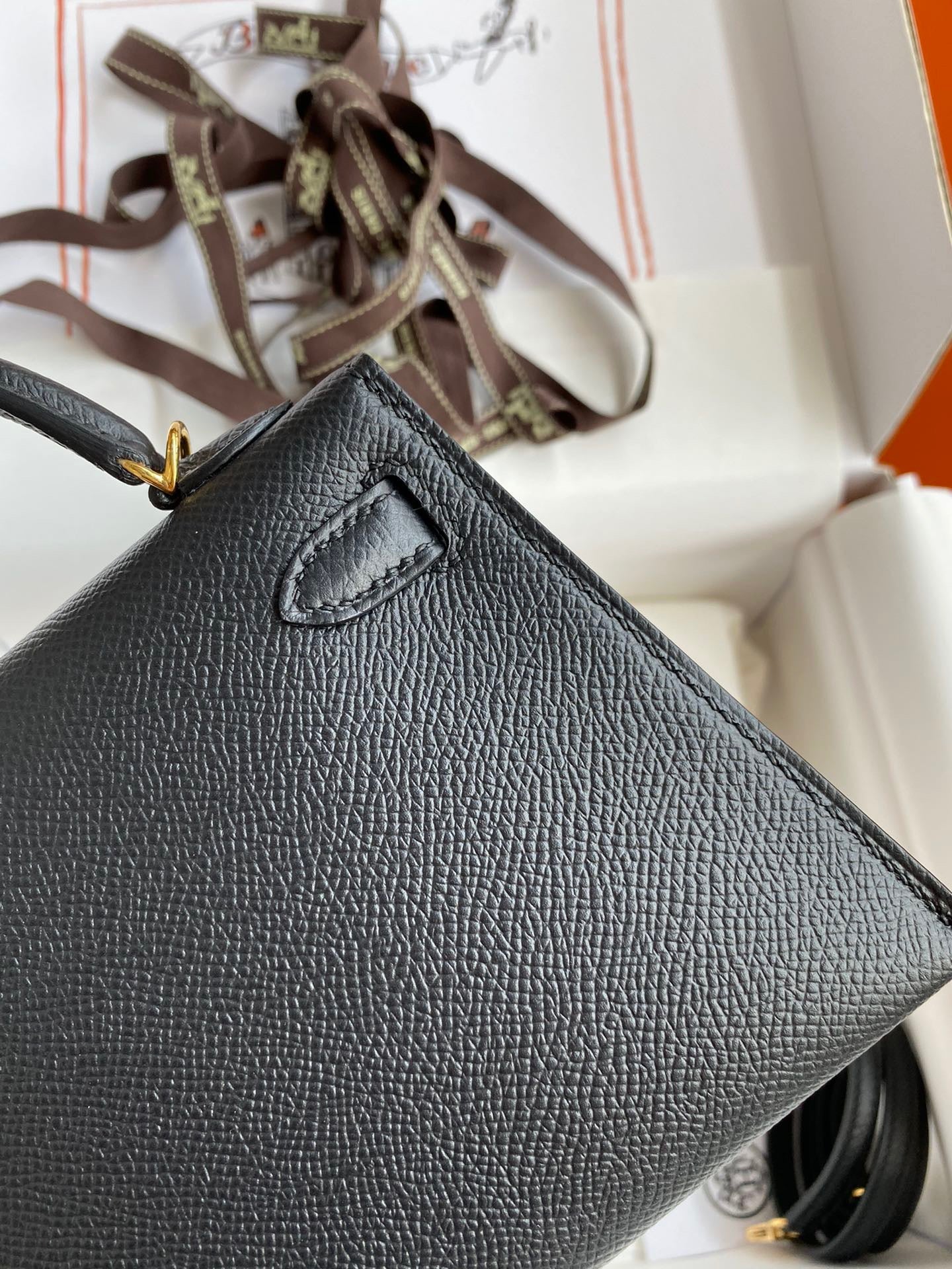 Hermes Kelly Mini II Sellier Bag In Black Epsom Leather