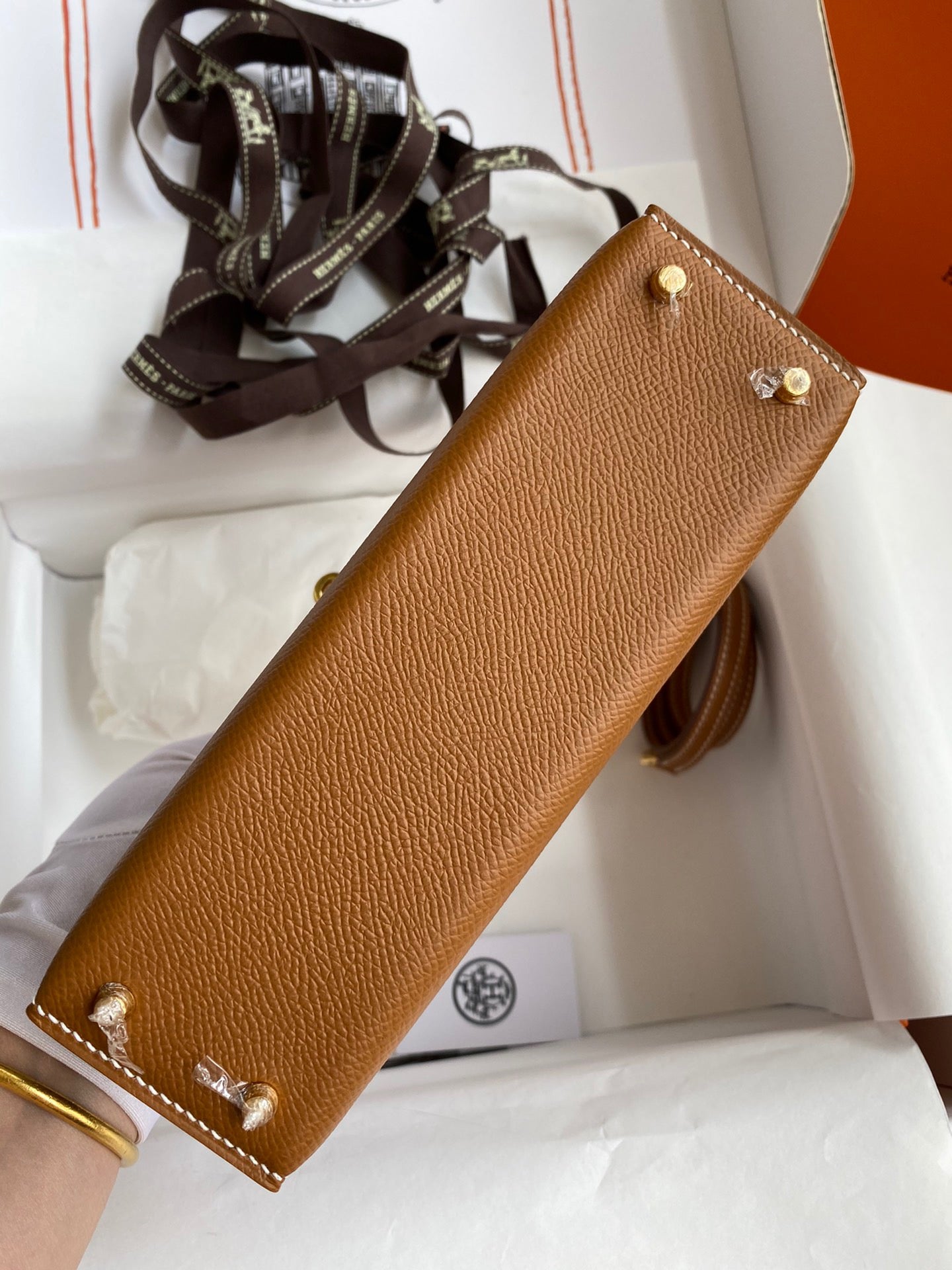 Hermes Kelly Mini II Sellier Bag In Golden Brown Epsom Leather