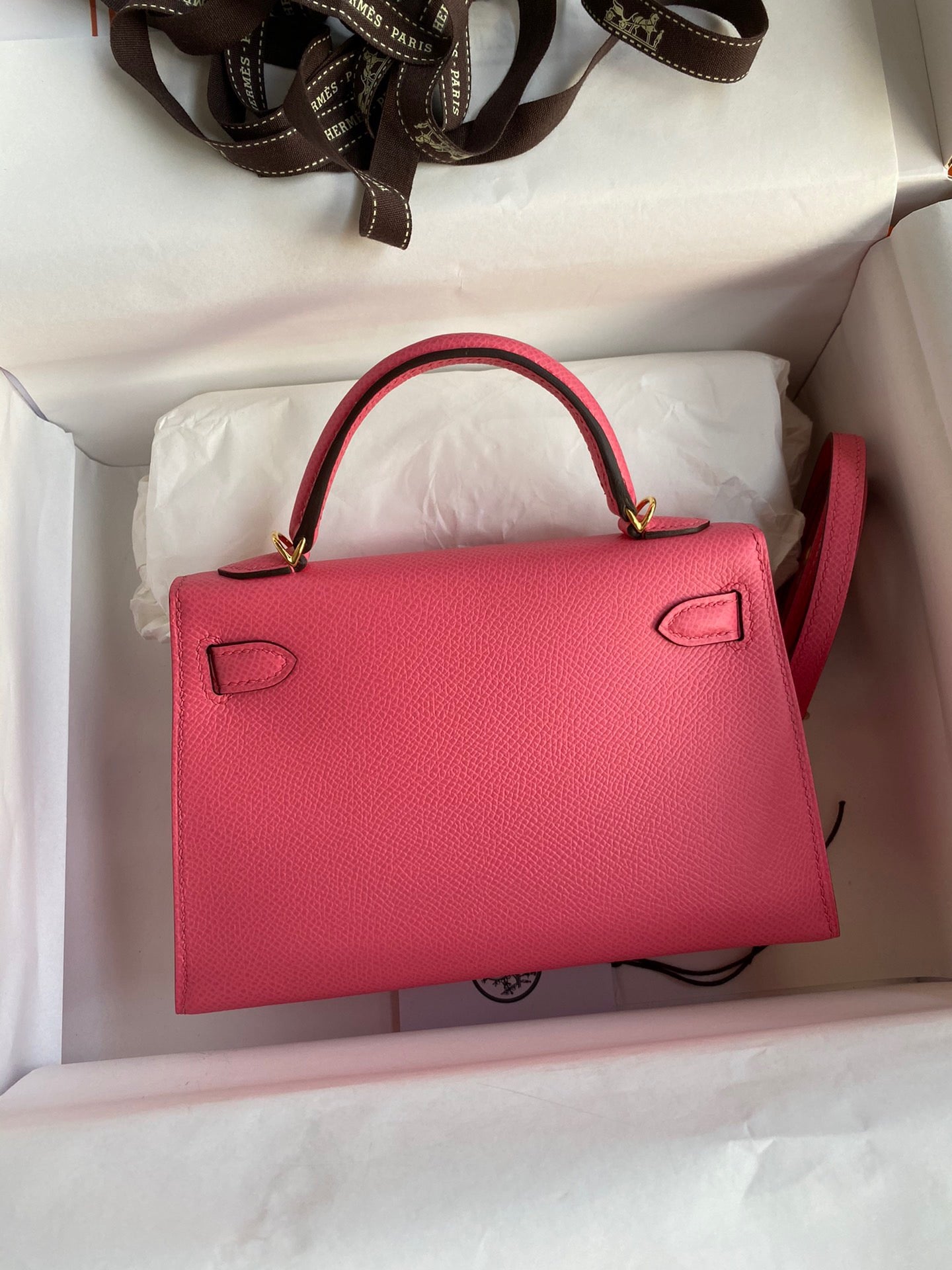 Hermes Kelly Mini II Sellier Bag In Rose Lipstick Epsom Leather