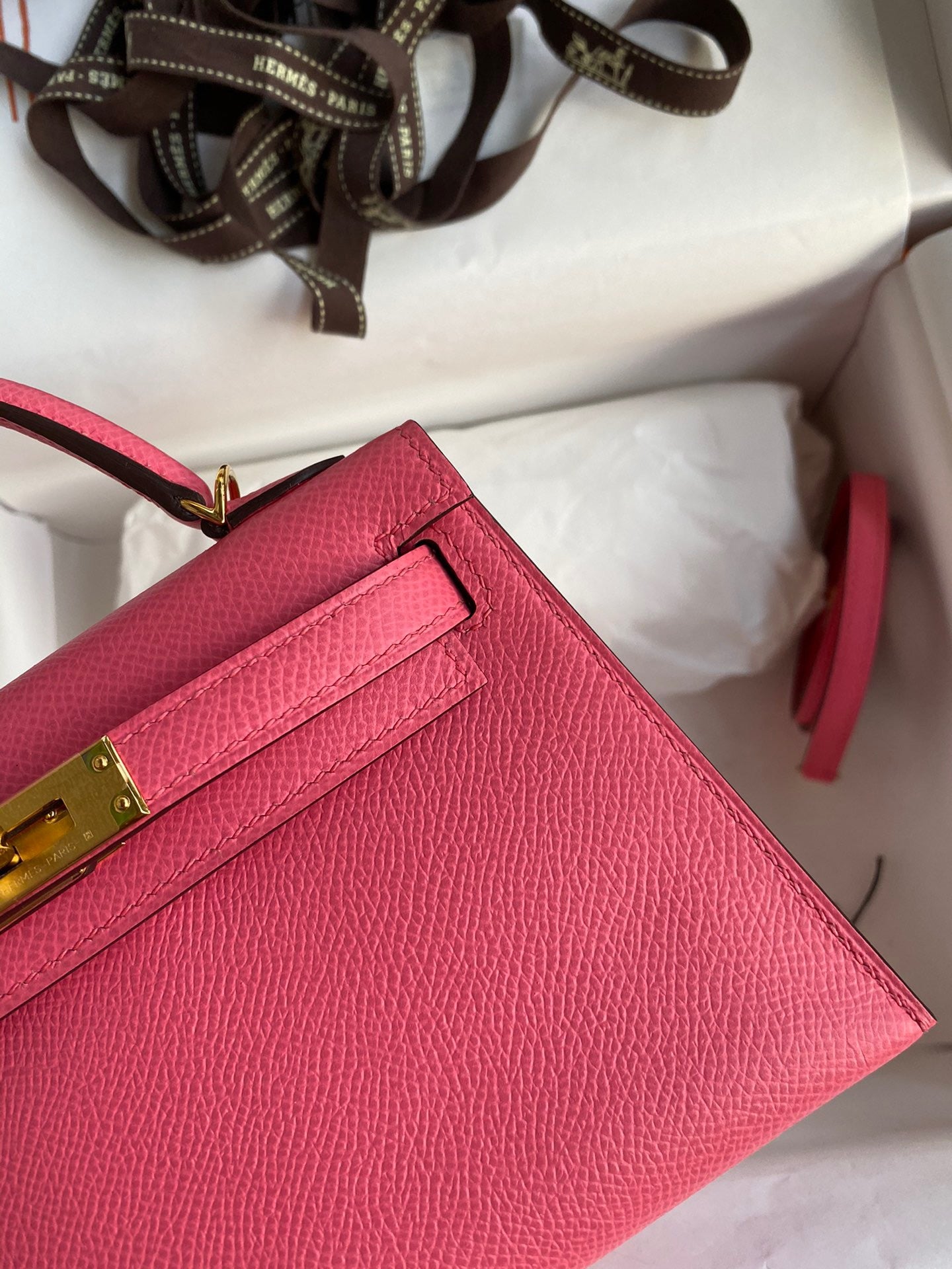 Hermes Kelly Mini II Sellier Bag In Rose Lipstick Epsom Leather