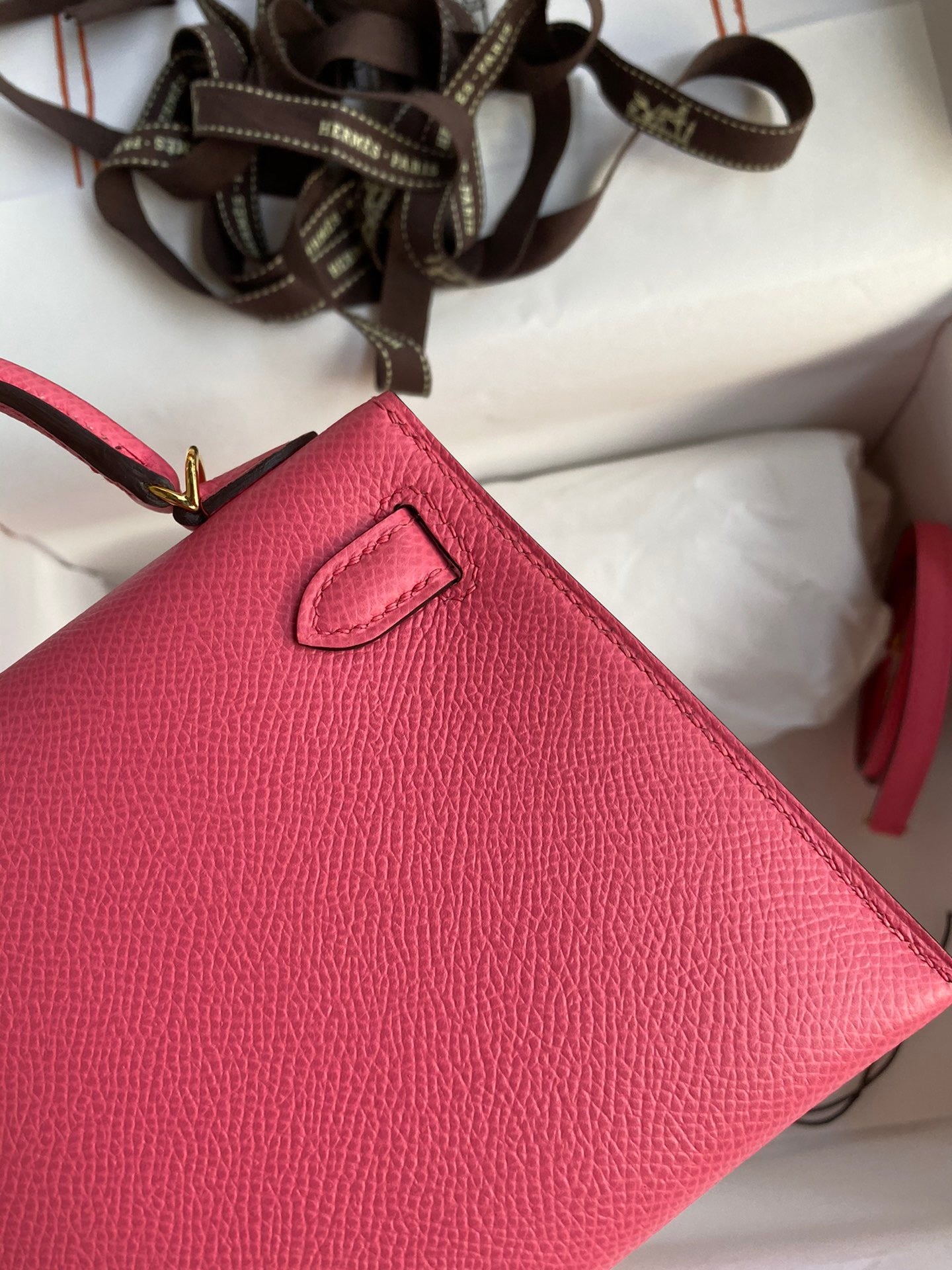 Hermes Kelly Mini II Sellier Bag In Rose Lipstick Epsom Leather