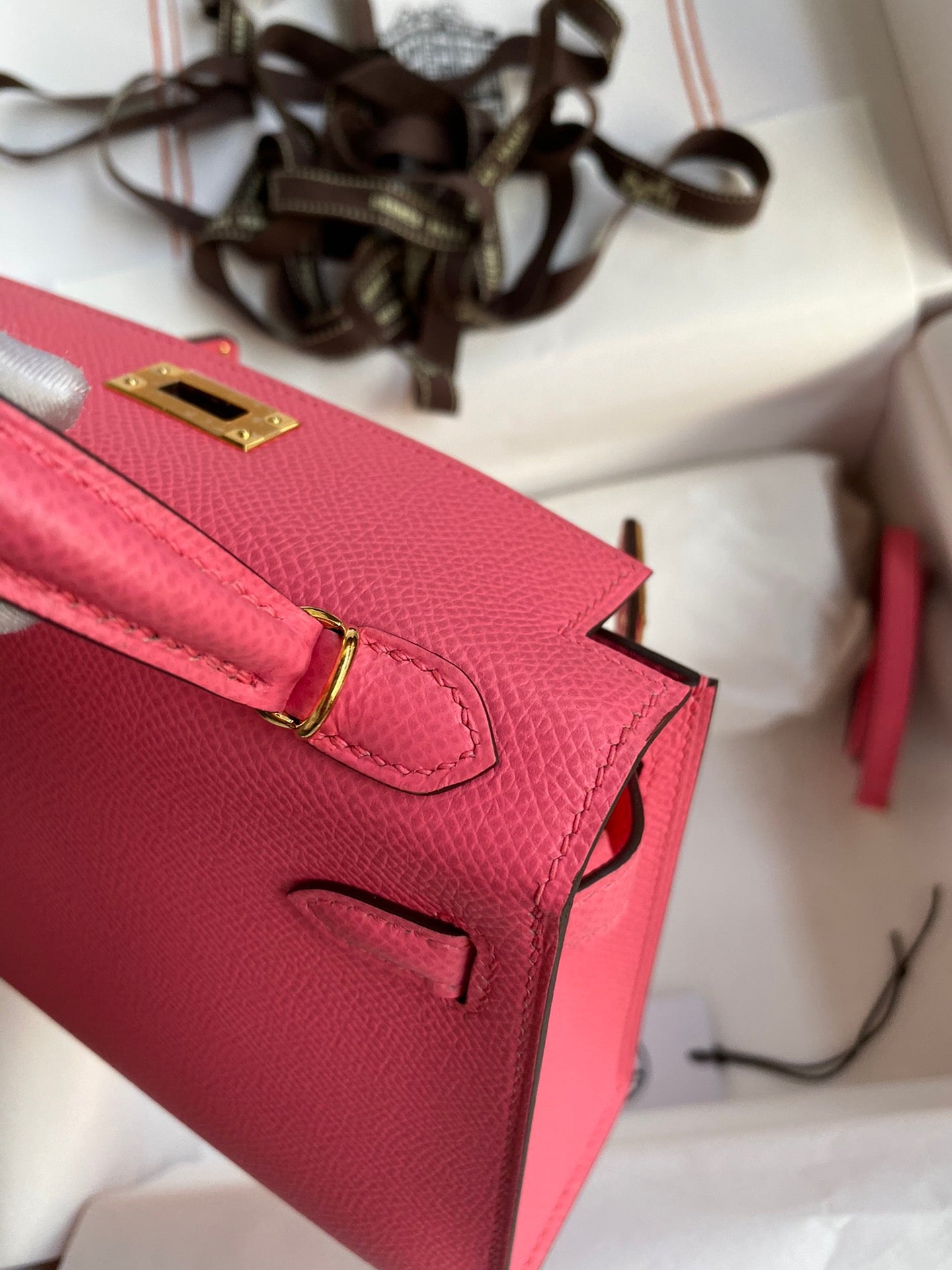 Hermes Kelly Mini II Sellier Bag In Rose Lipstick Epsom Leather