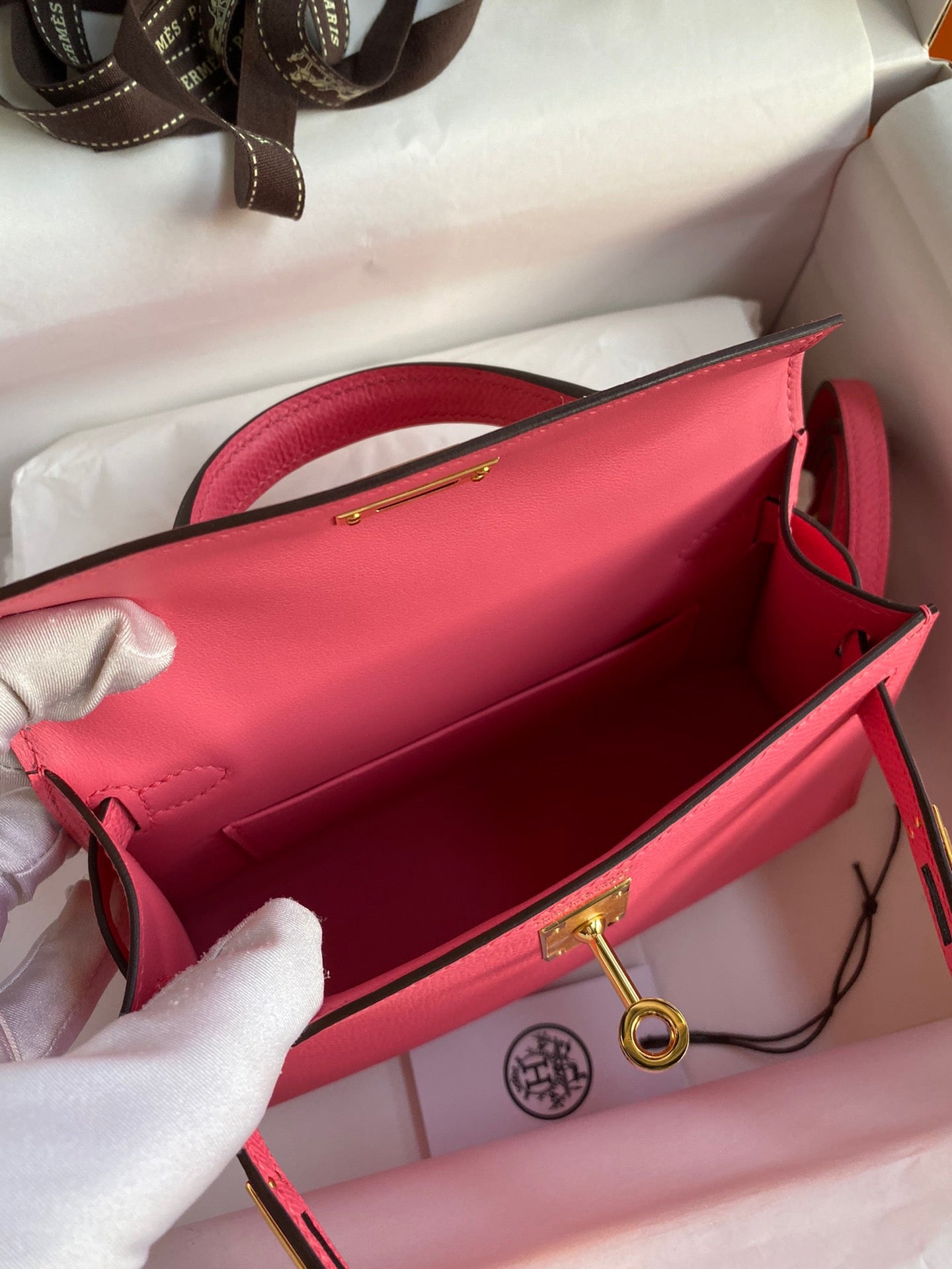 Hermes Kelly Mini II Sellier Bag In Rose Lipstick Epsom Leather