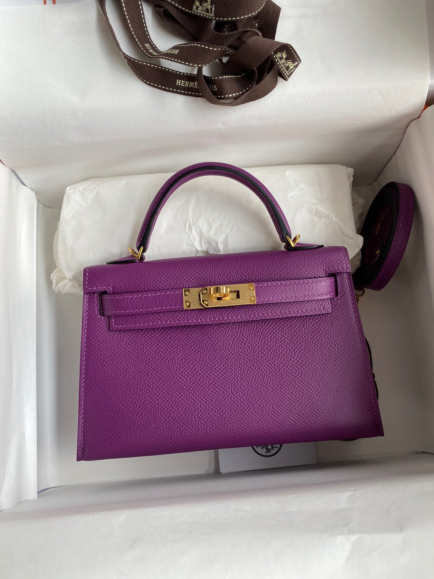 Hermes Kelly Mini II Sellier Bag In Anemone Epsom Leather