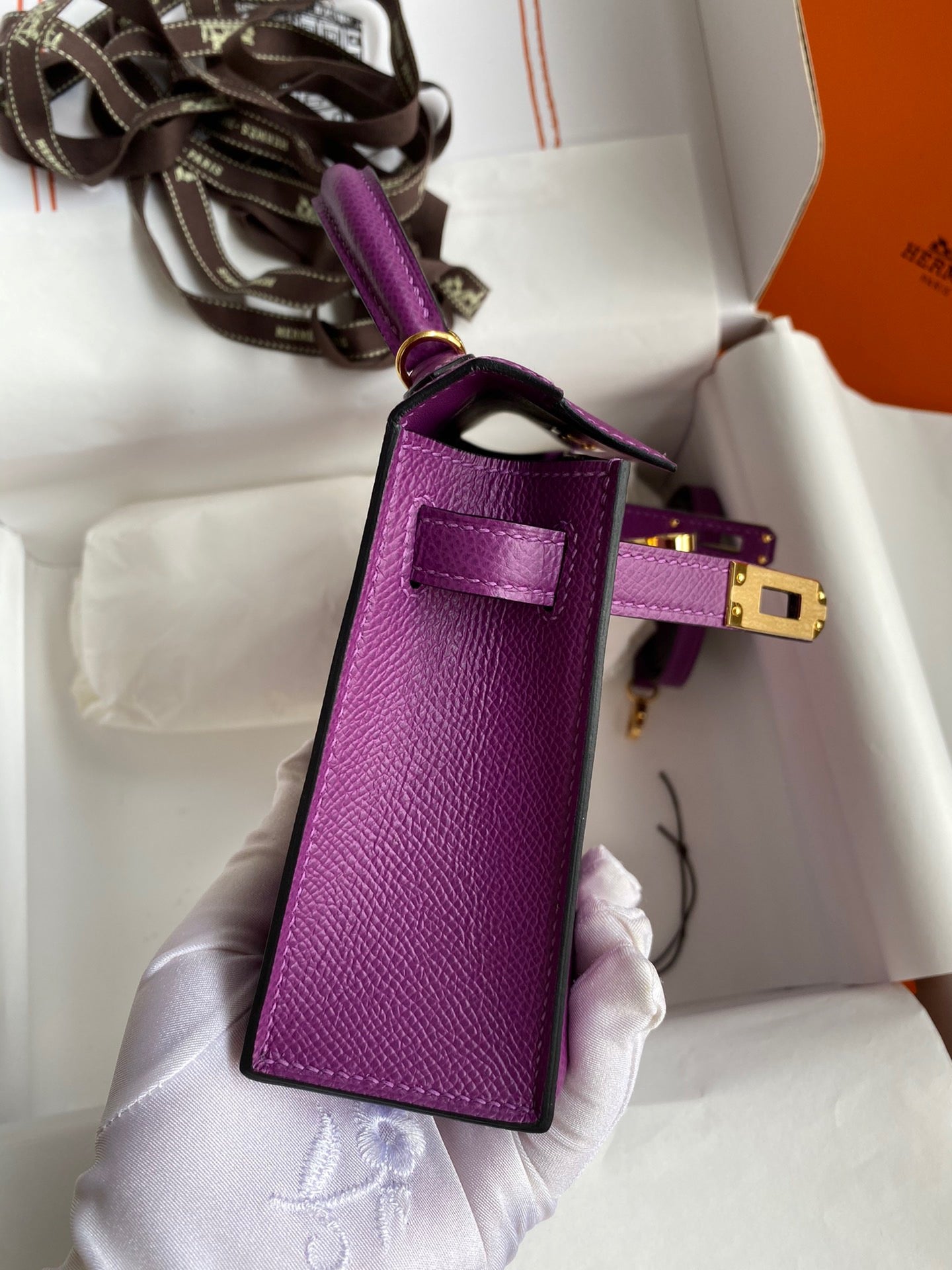 Hermes Kelly Mini II Sellier Bag In Anemone Epsom Leather