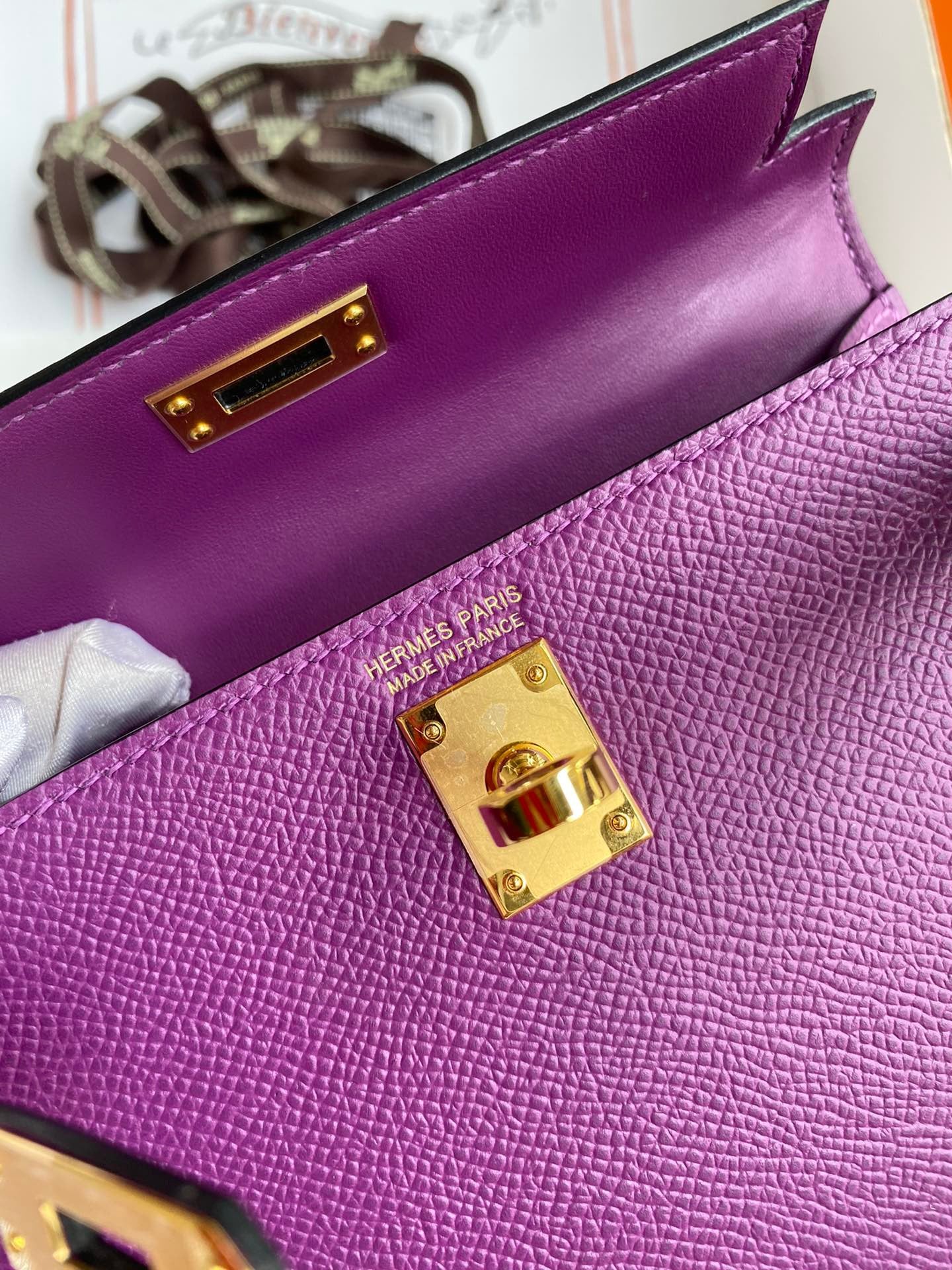 Hermes Kelly Mini II Sellier Bag In Anemone Epsom Leather