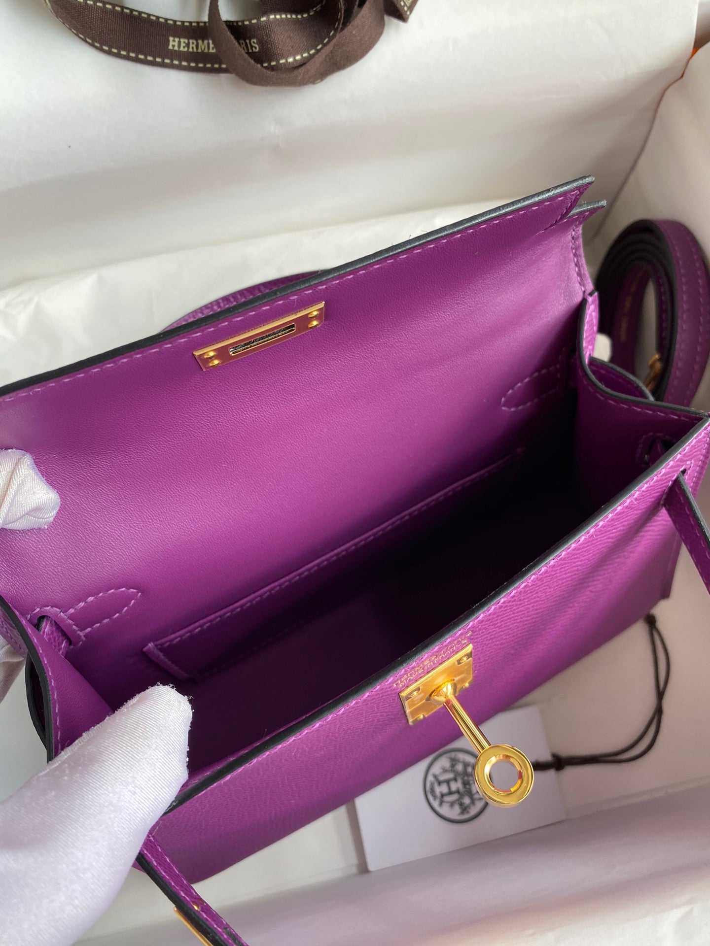 Hermes Kelly Mini II Sellier Bag In Anemone Epsom Leather