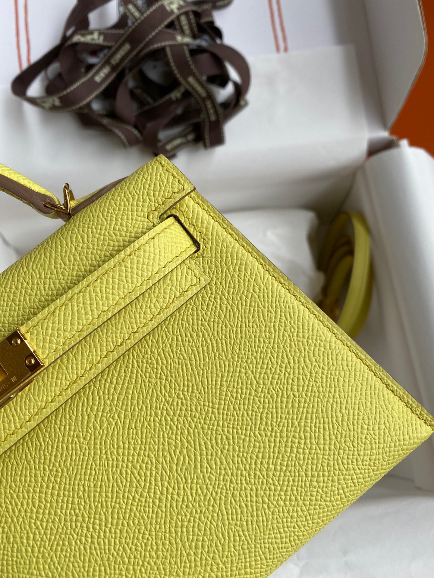 Hermes Kelly Mini II Sellier Bag In Lime Epsom Leather