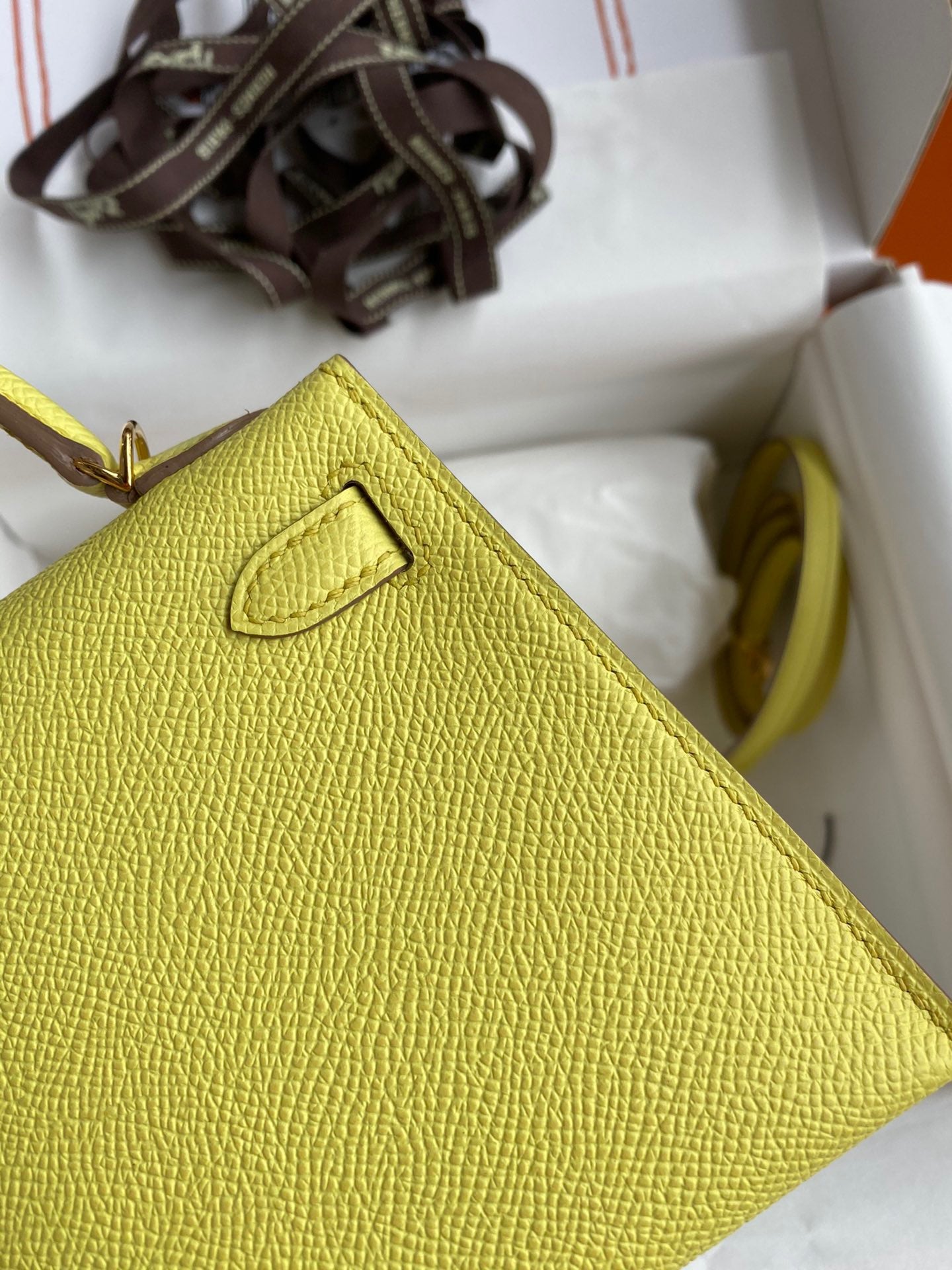 Hermes Kelly Mini II Sellier Bag In Lime Epsom Leather