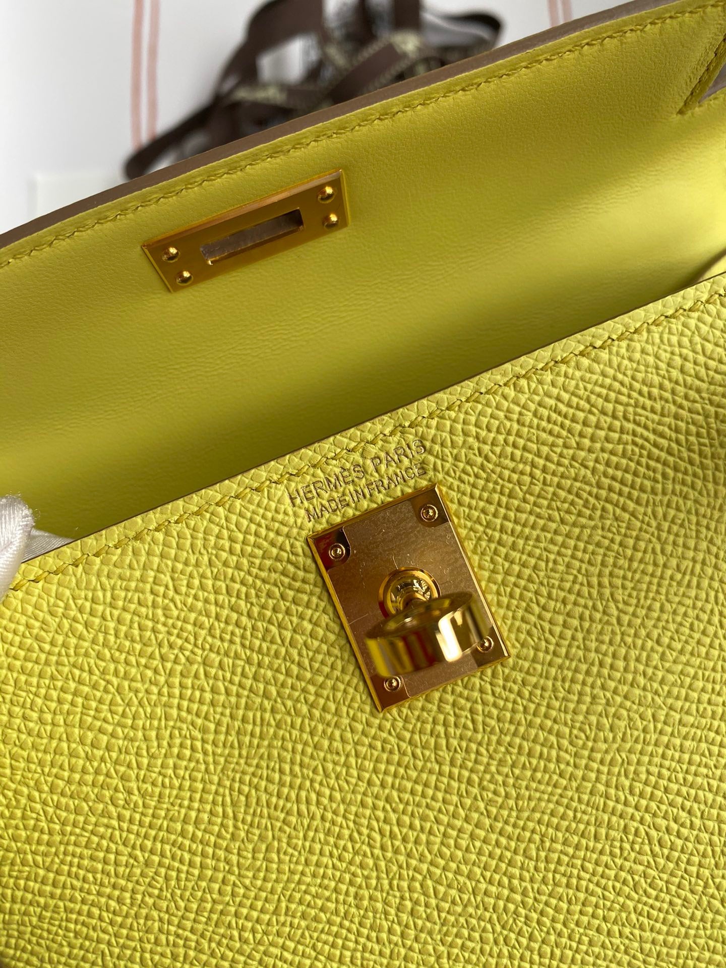 Hermes Kelly Mini II Sellier Bag In Lime Epsom Leather