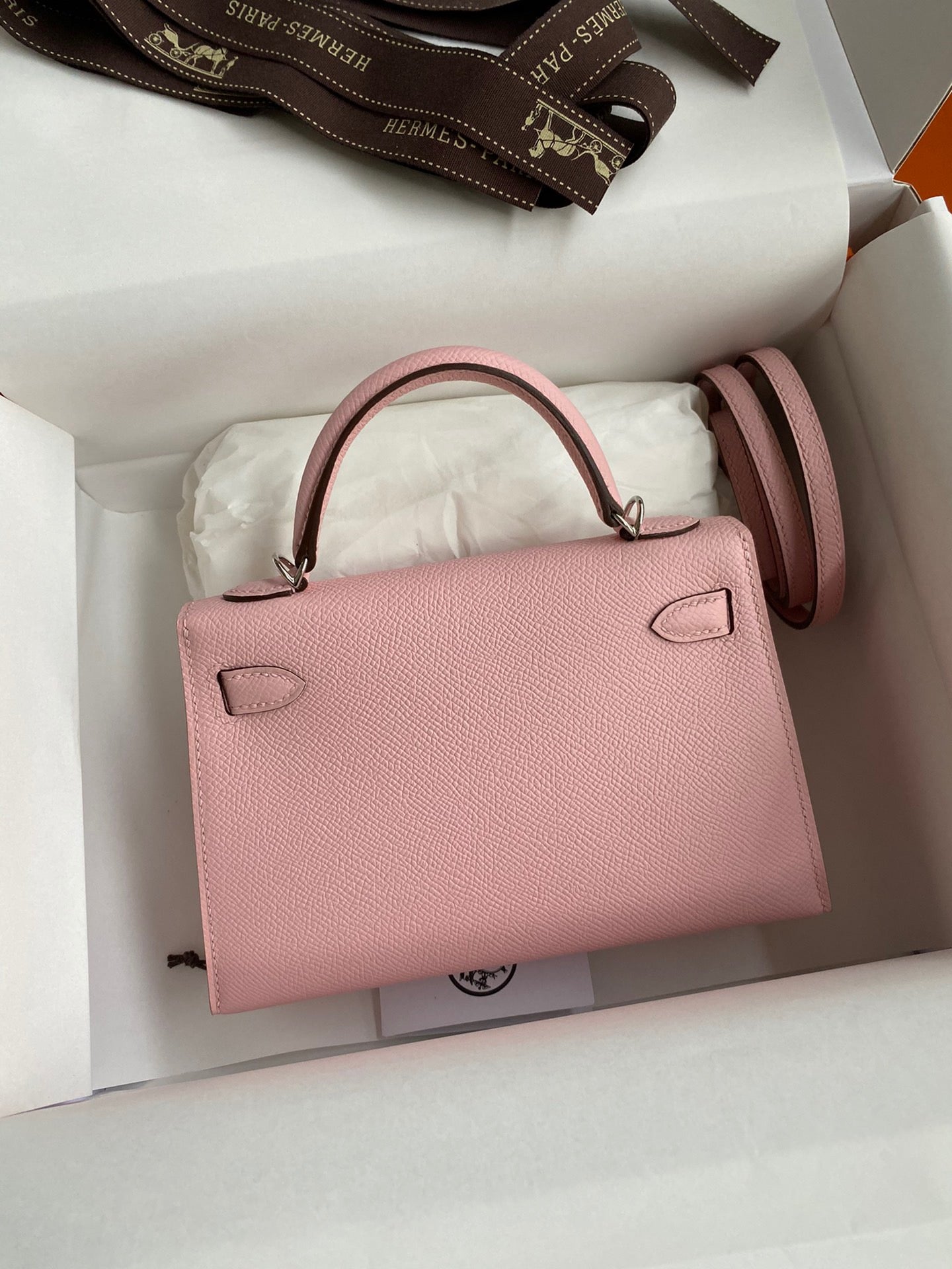 Hermes Kelly Mini II Sellier Bag In Rose Sakura Epsom Leather