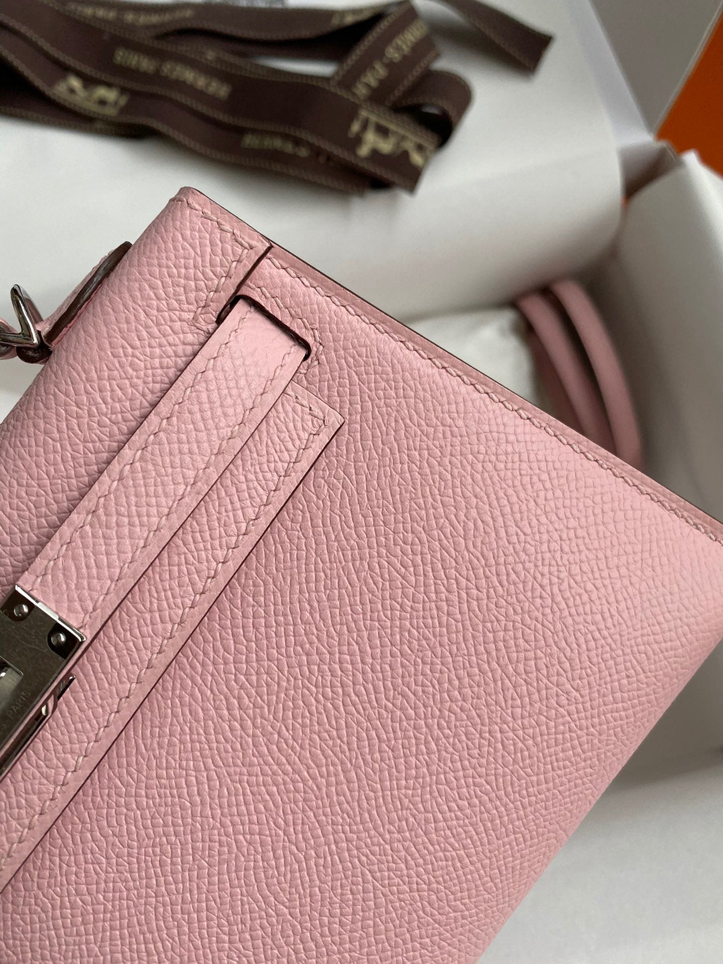 Hermes Kelly Mini II Sellier Bag In Rose Sakura Epsom Leather