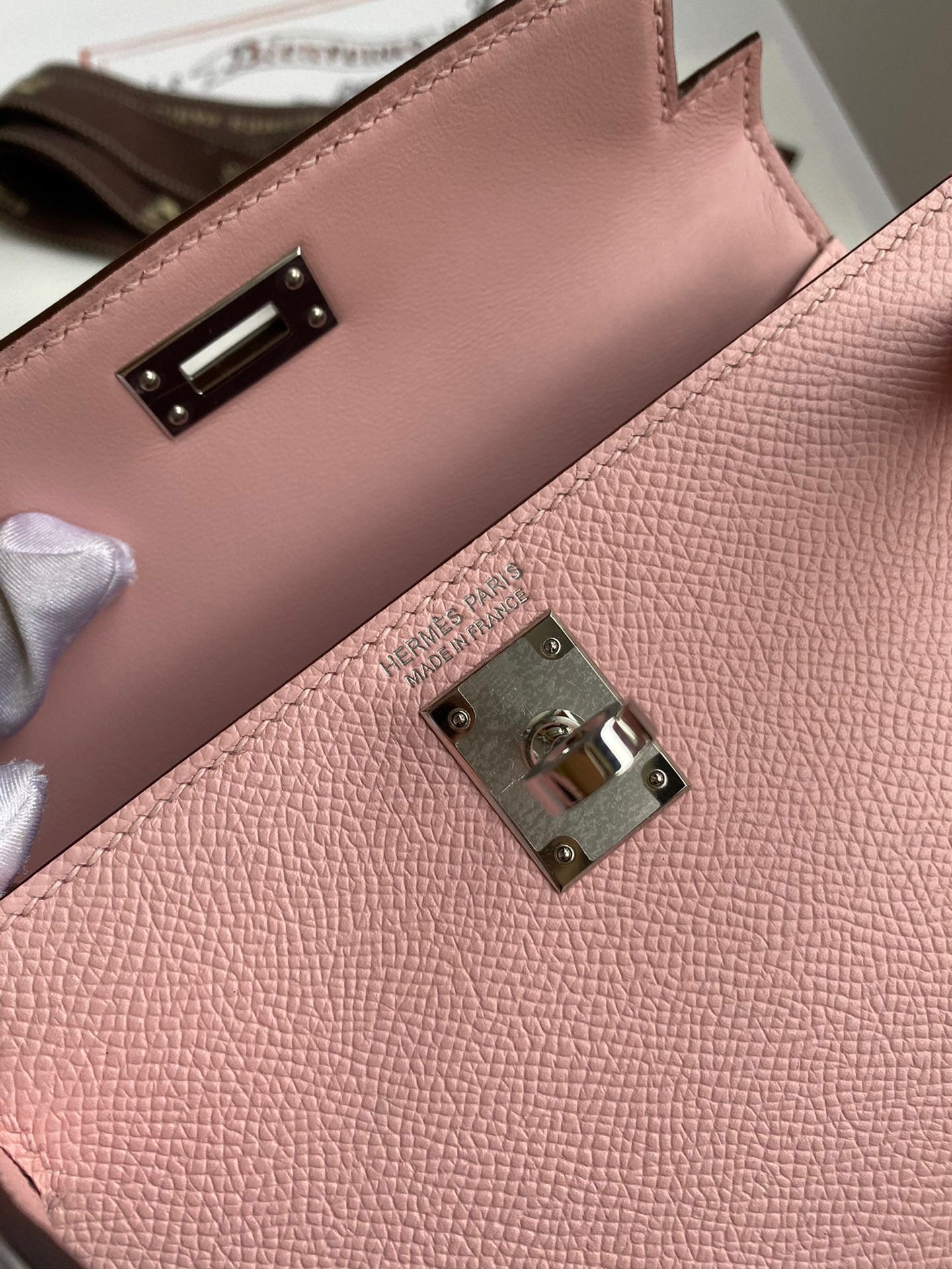 Hermes Kelly Mini II Sellier Bag In Rose Sakura Epsom Leather