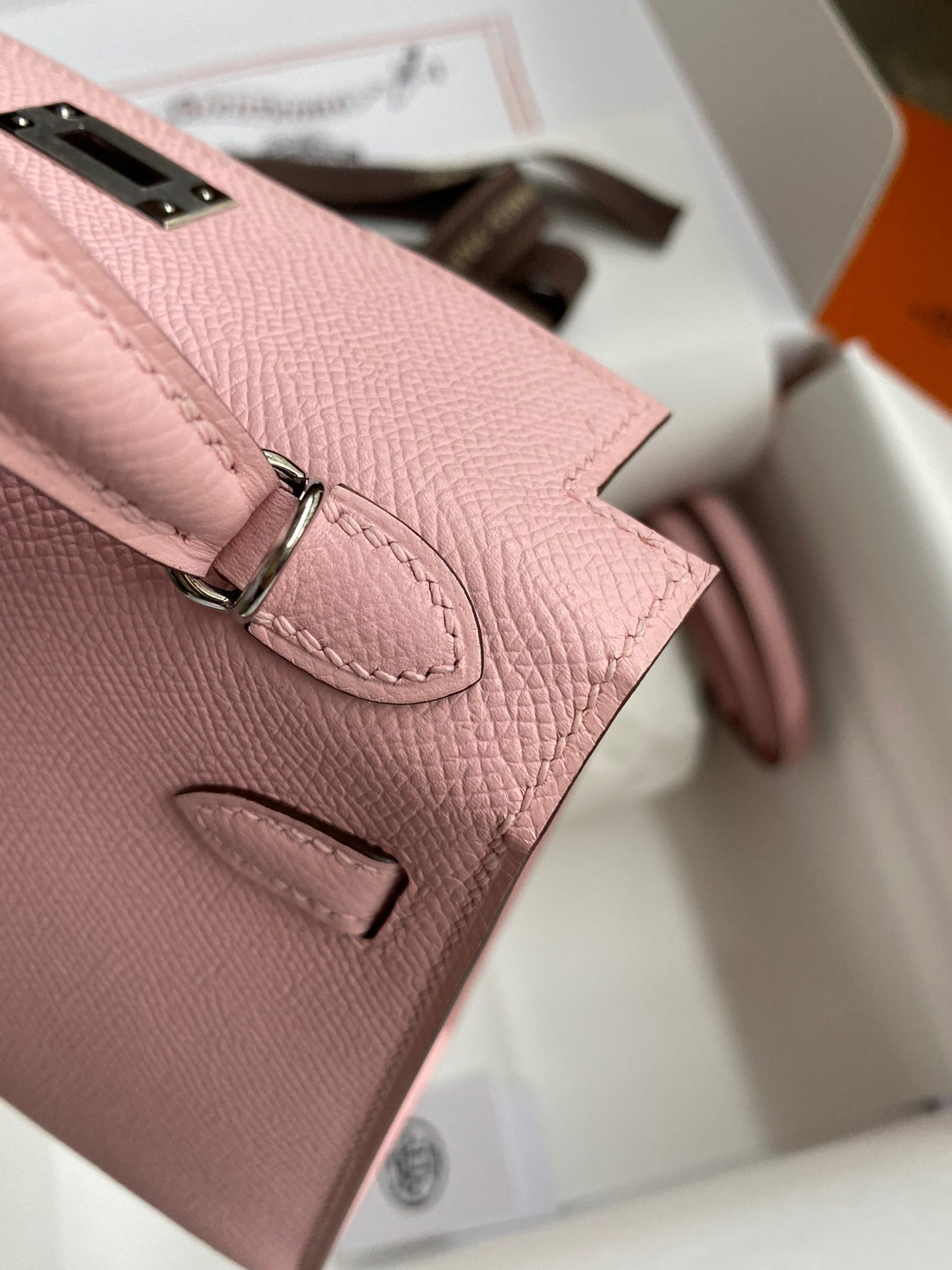 Hermes Kelly Mini II Sellier Bag In Rose Sakura Epsom Leather