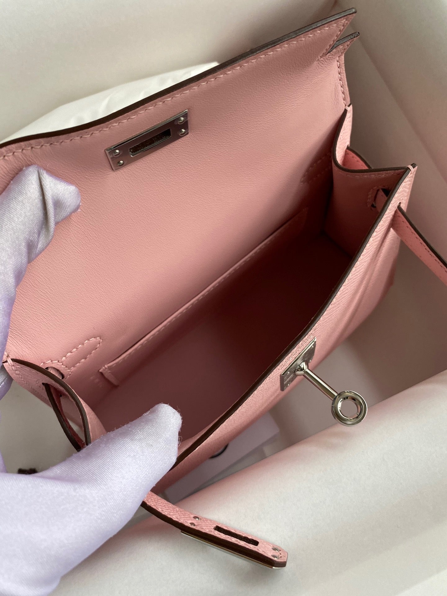 Hermes Kelly Mini II Sellier Bag In Rose Sakura Epsom Leather