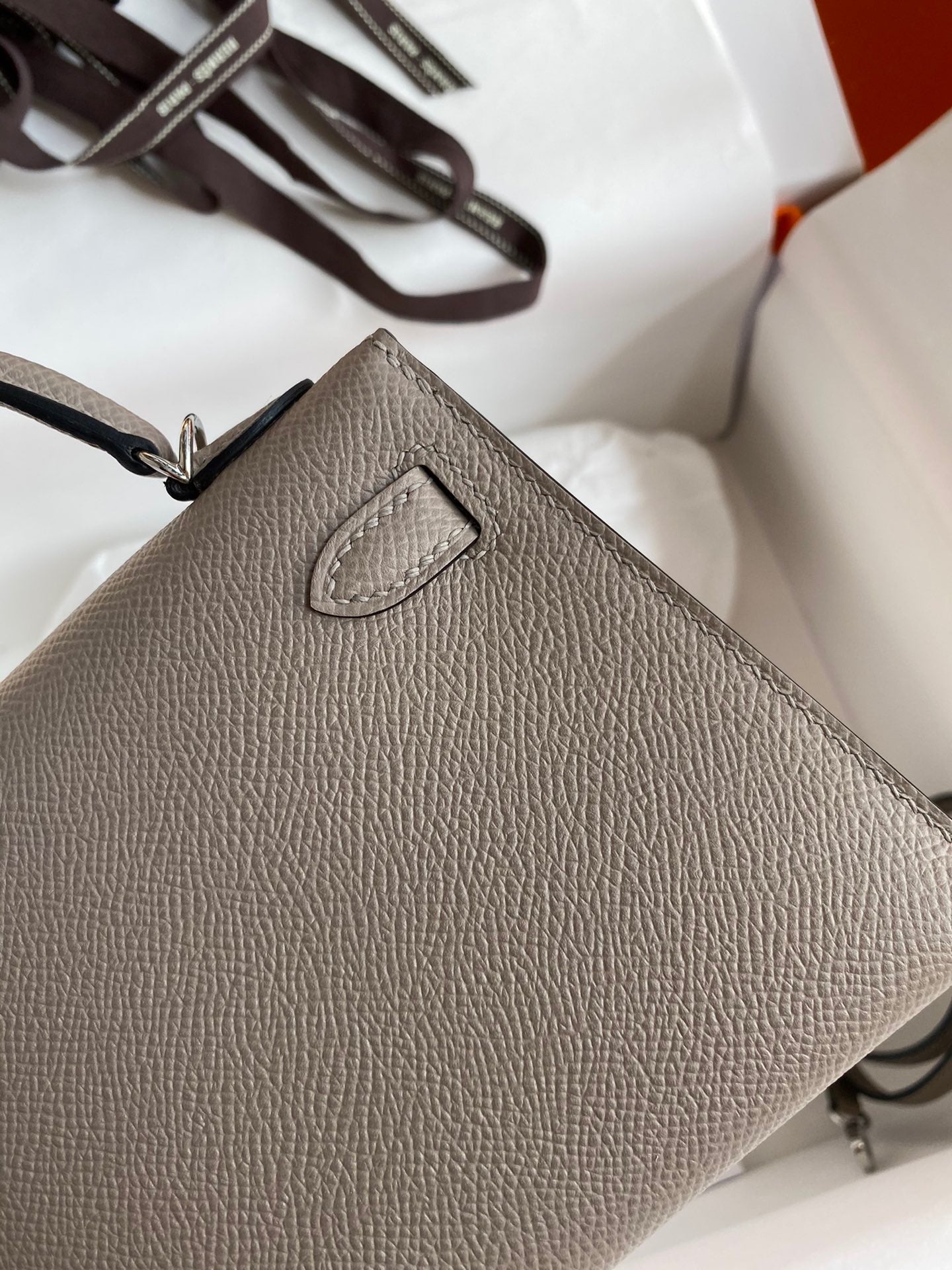 Hermes Kelly Mini II Sellier Bag In Gris Asphalte Epsom Leather