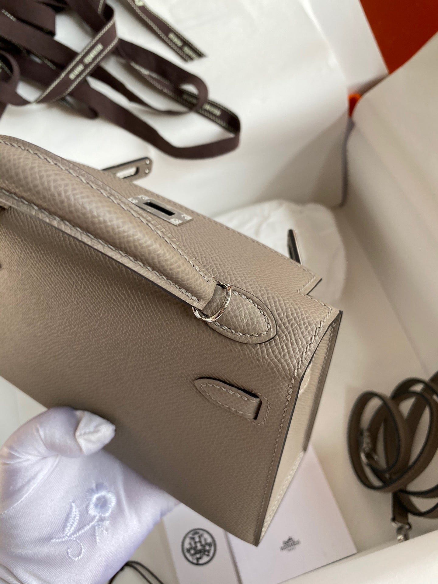 Hermes Kelly Mini II Sellier Bag In Gris Asphalte Epsom Leather