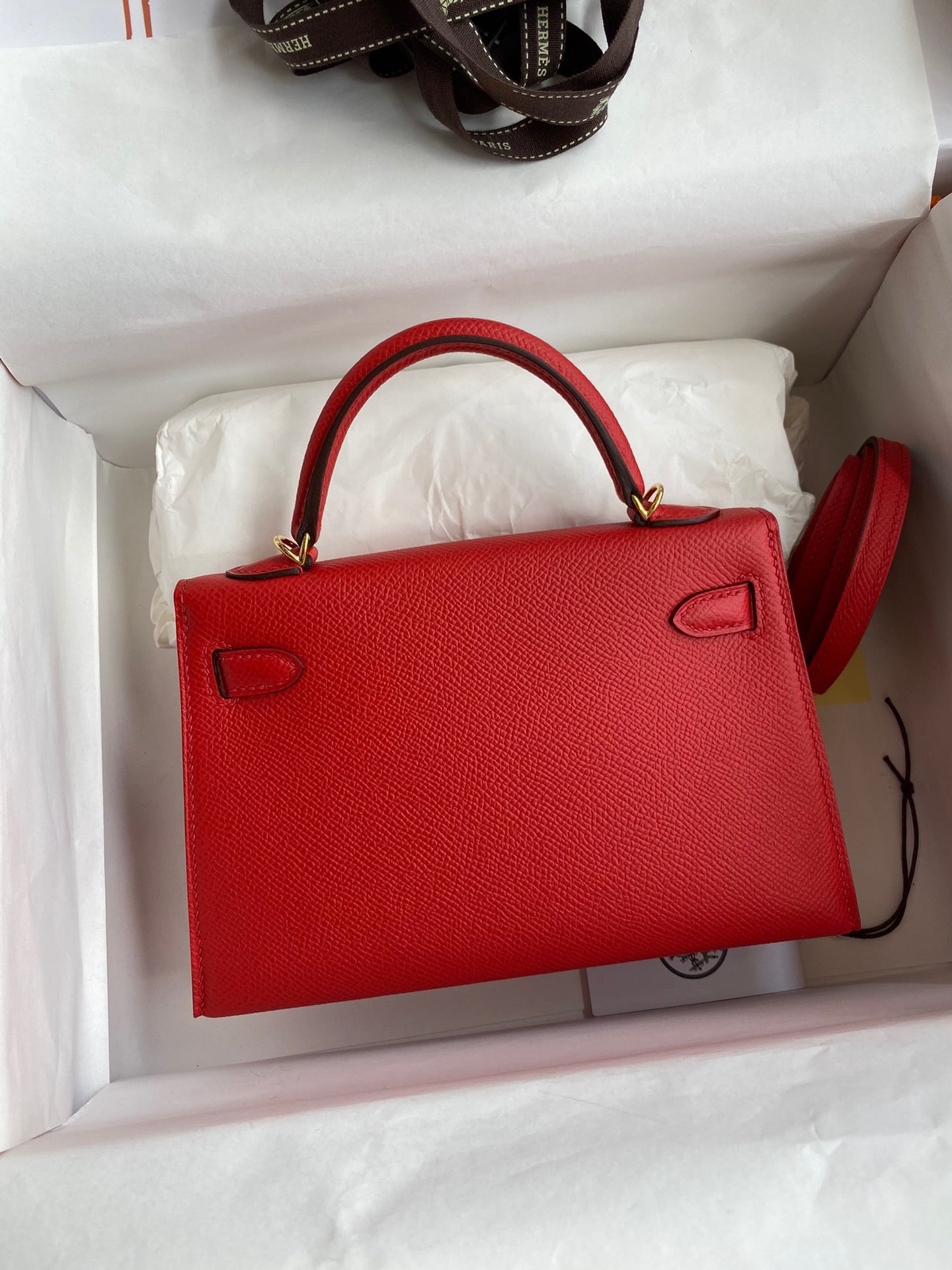 Hermes Kelly Mini II Sellier Bag In Red Epsom Leather