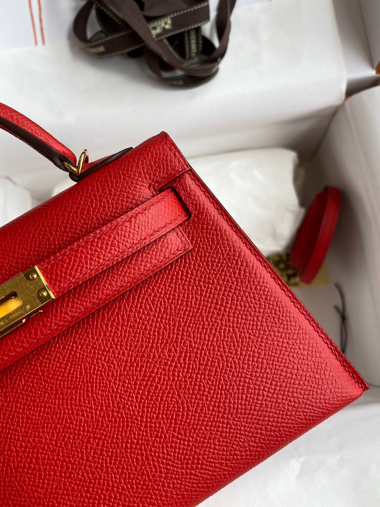 Hermes Kelly Mini II Sellier Bag In Red Epsom Leather