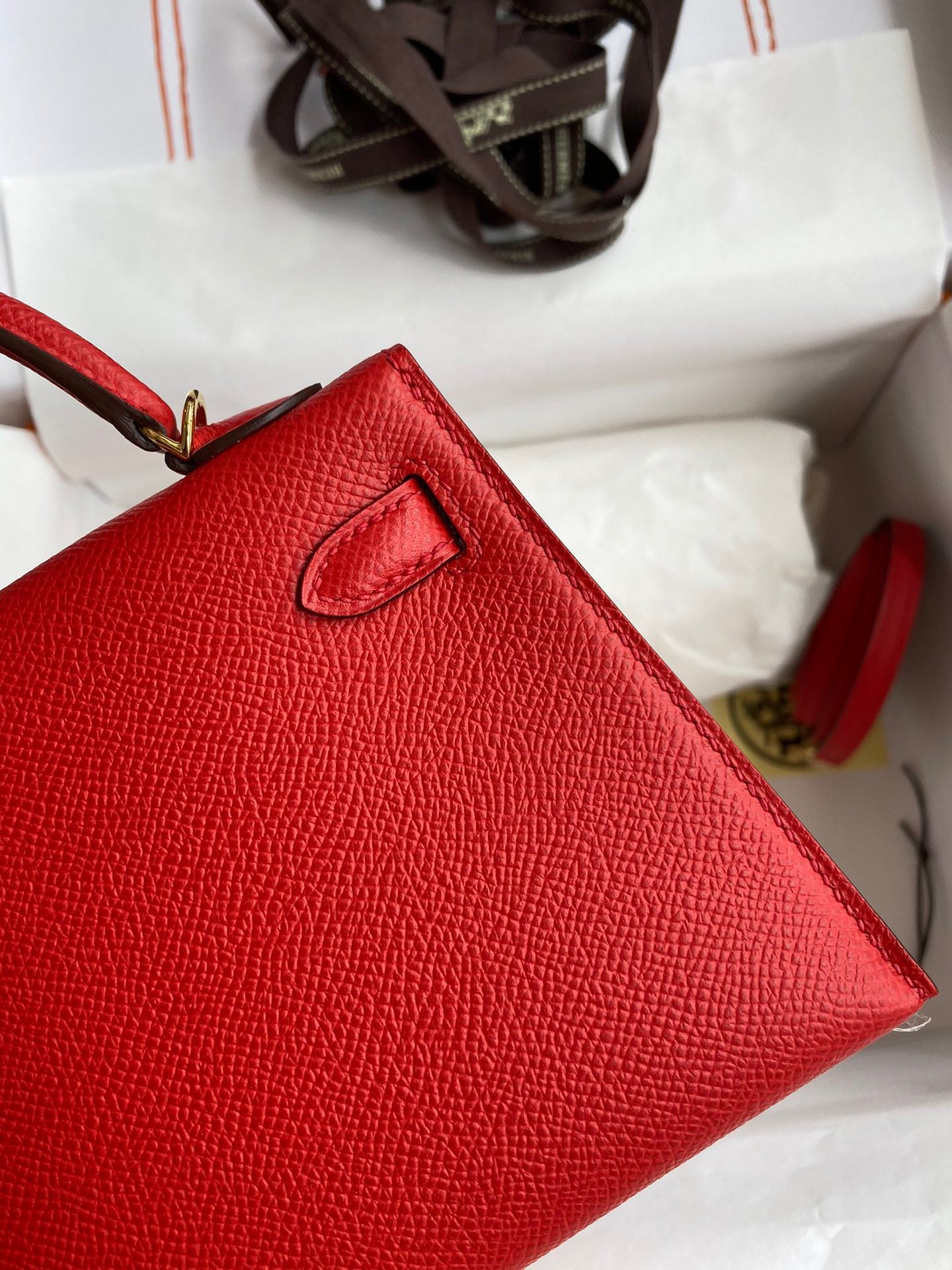 Hermes Kelly Mini II Sellier Bag In Red Epsom Leather