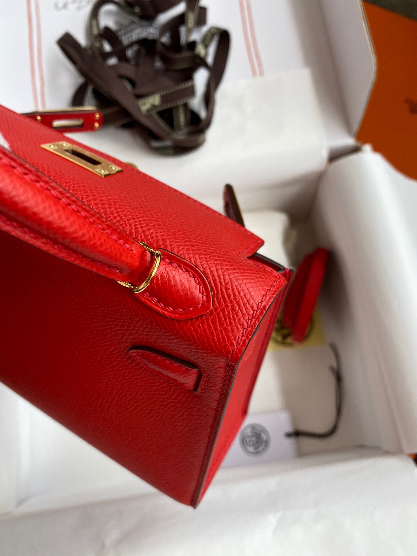 Hermes Kelly Mini II Sellier Bag In Red Epsom Leather