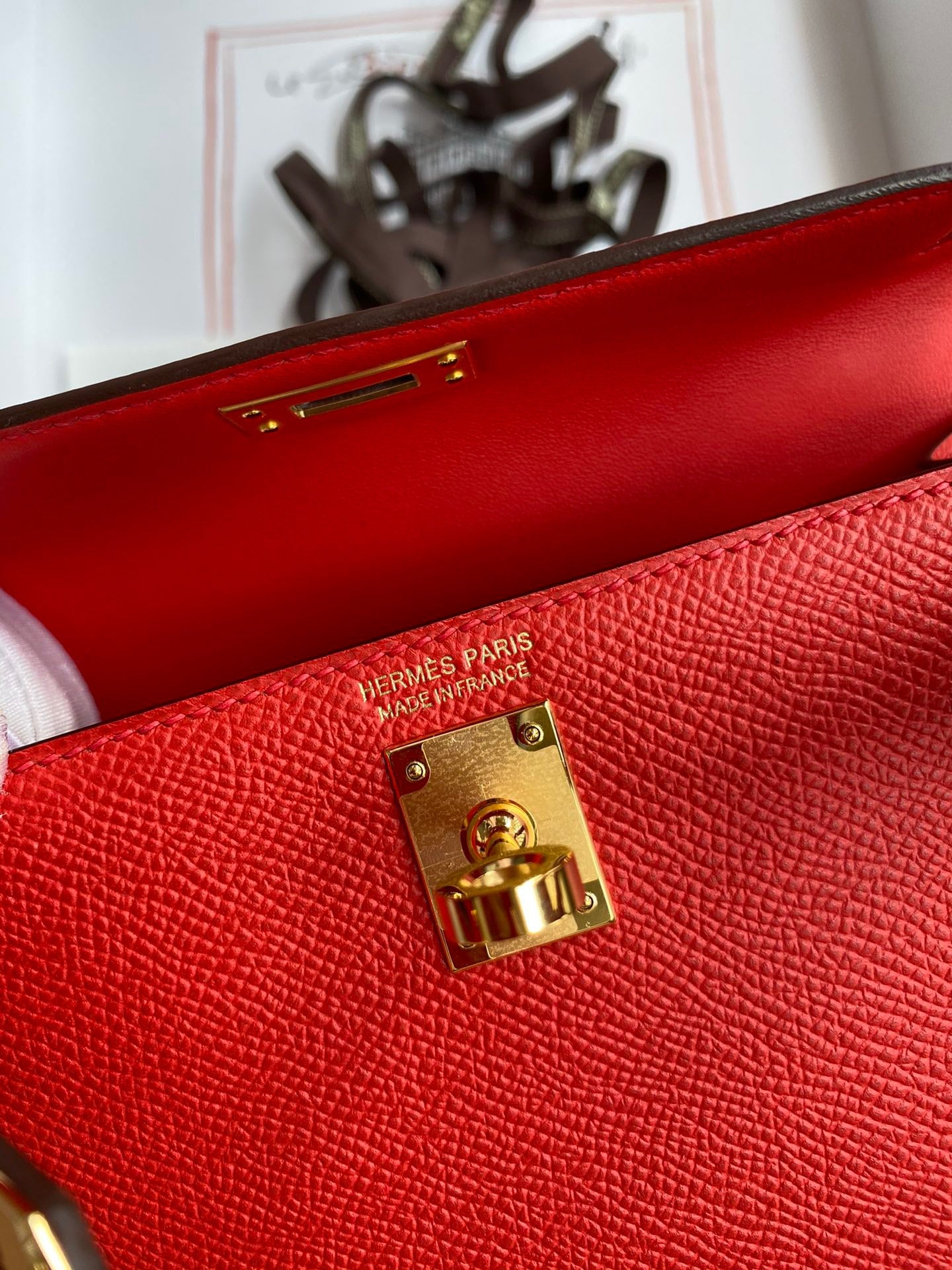 Hermes Kelly Mini II Sellier Bag In Red Epsom Leather