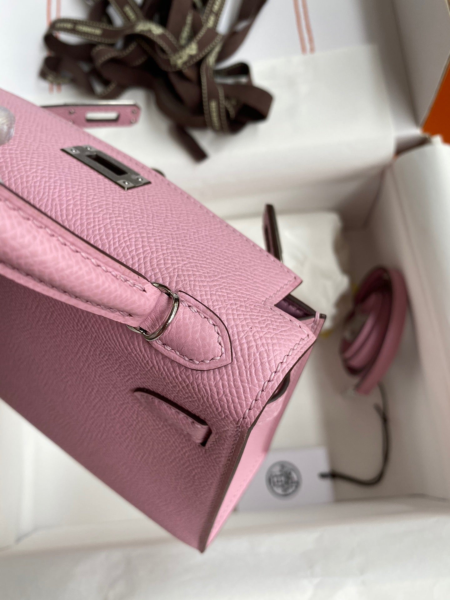 Hermes Kelly Mini II Sellier Bag In Mauve Sylvestre Epsom Leather