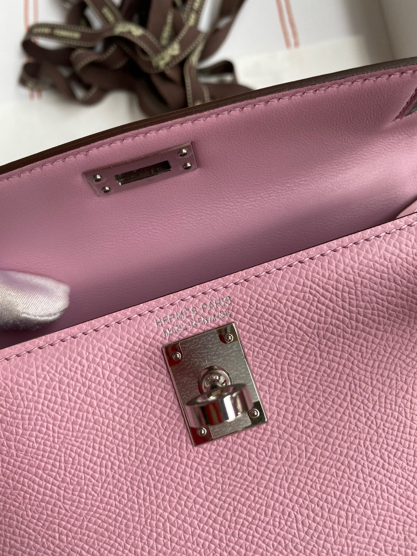 Hermes Kelly Mini II Sellier Bag In Mauve Sylvestre Epsom Leather