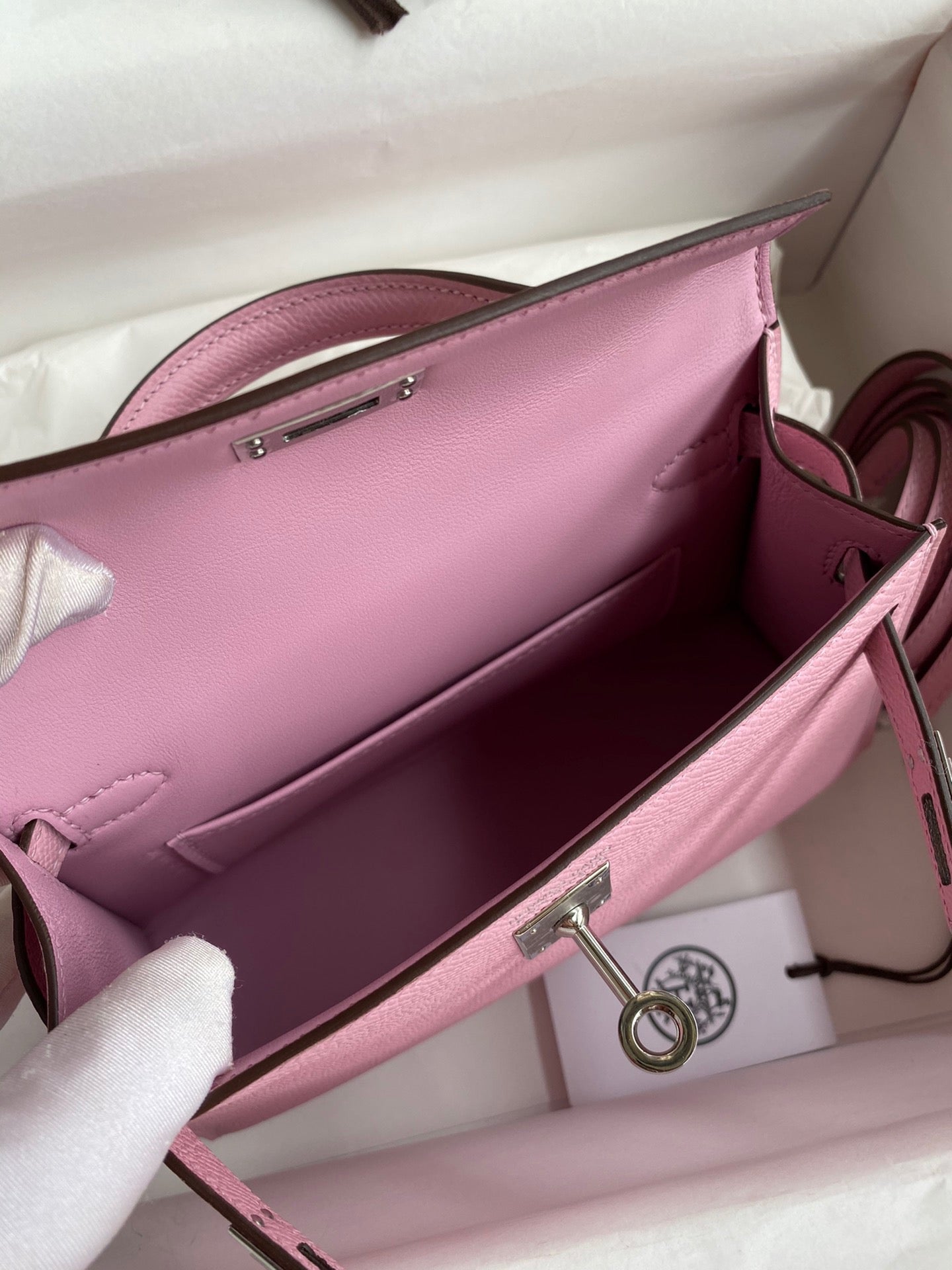 Hermes Kelly Mini II Sellier Bag In Mauve Sylvestre Epsom Leather