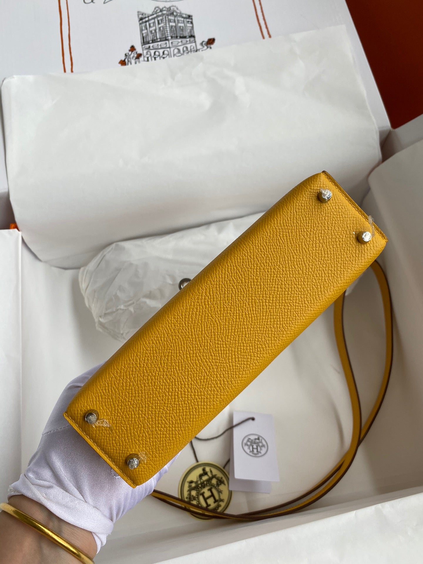 Hermes Kelly Mini II Sellier Bag In Jaune Ambre Epsom Leather