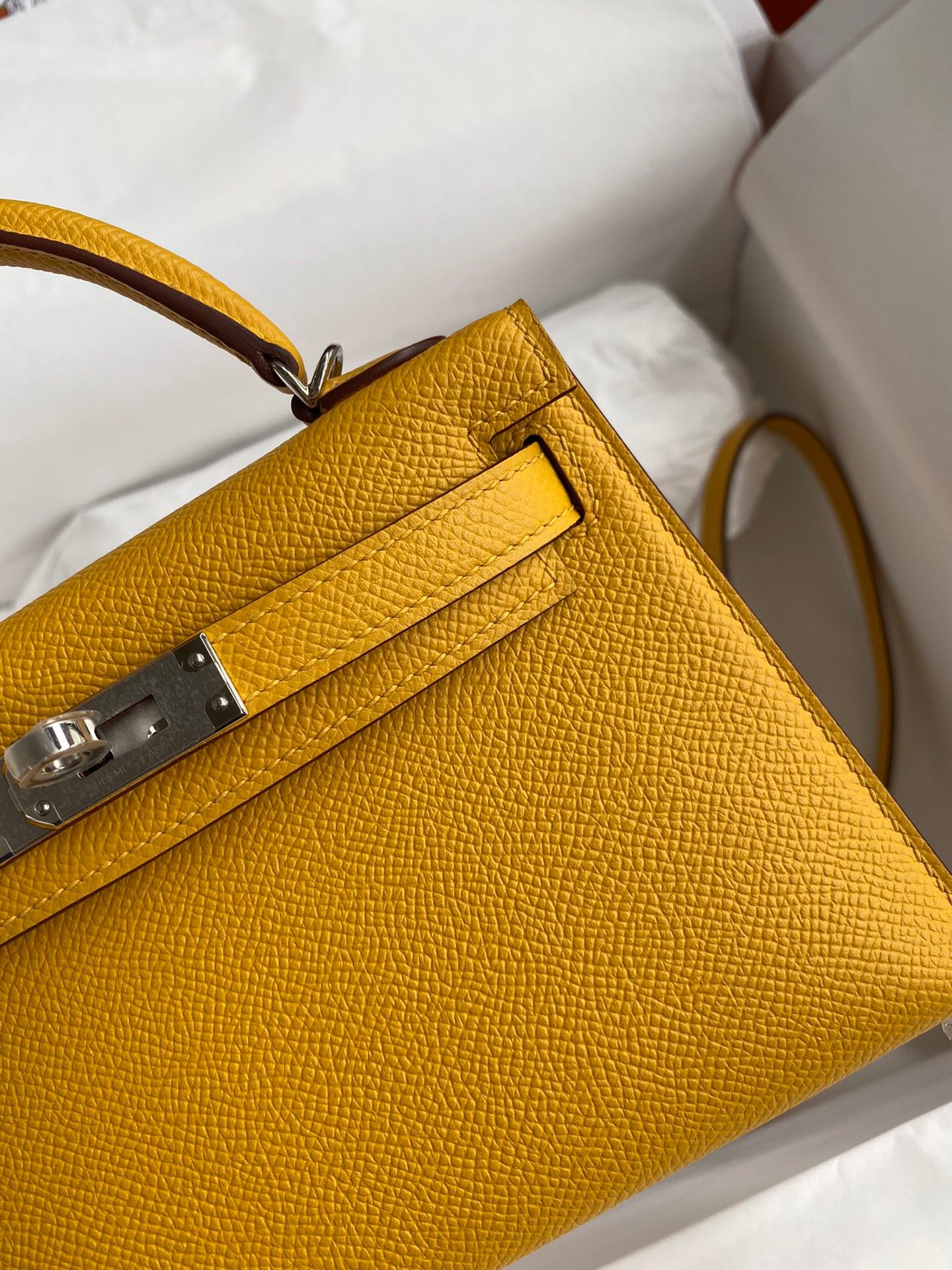 Hermes Kelly Mini II Sellier Bag In Jaune Ambre Epsom Leather