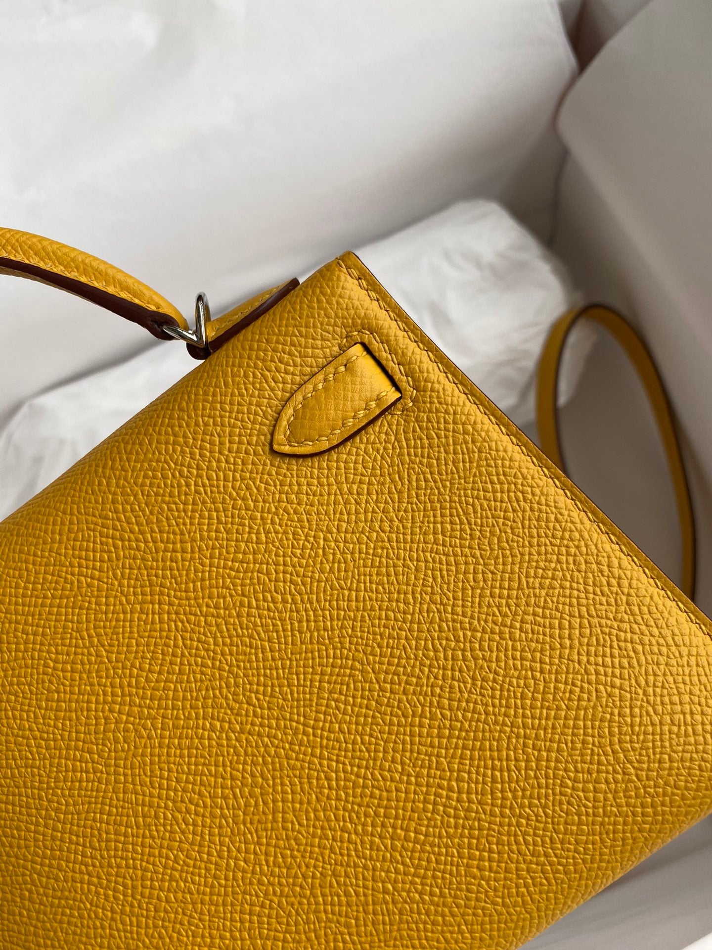 Hermes Kelly Mini II Sellier Bag In Jaune Ambre Epsom Leather