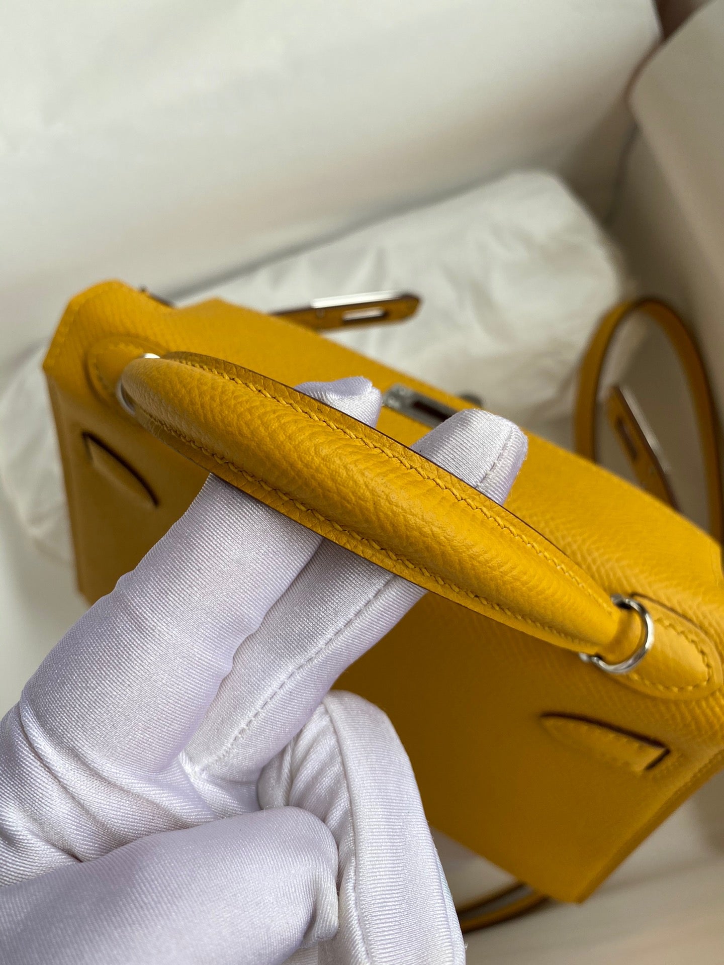 Hermes Kelly Mini II Sellier Bag In Jaune Ambre Epsom Leather