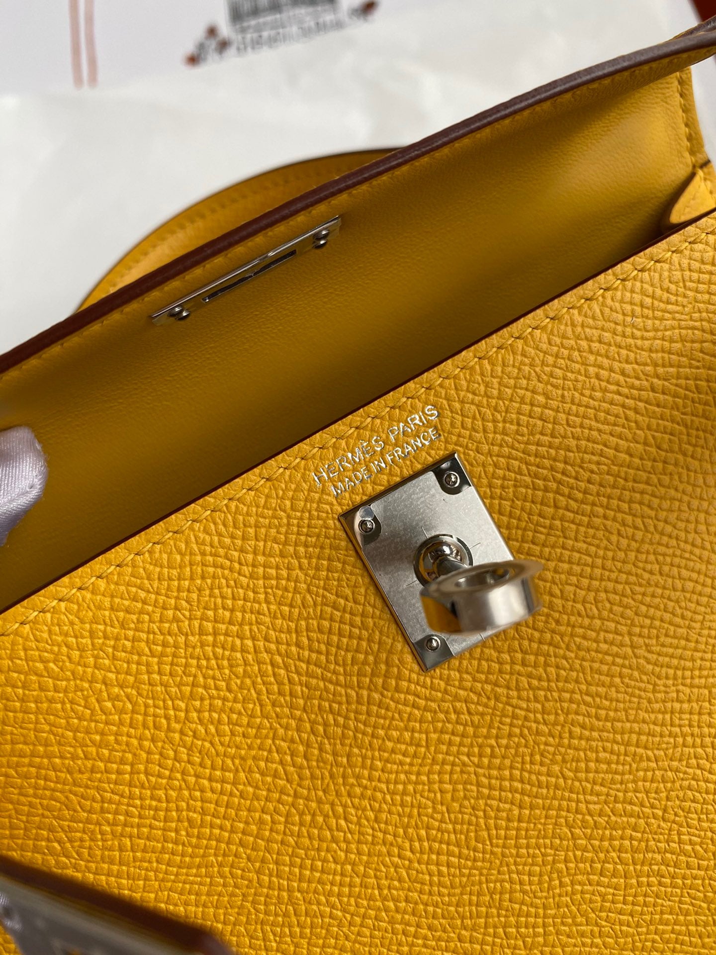 Hermes Kelly Mini II Sellier Bag In Jaune Ambre Epsom Leather