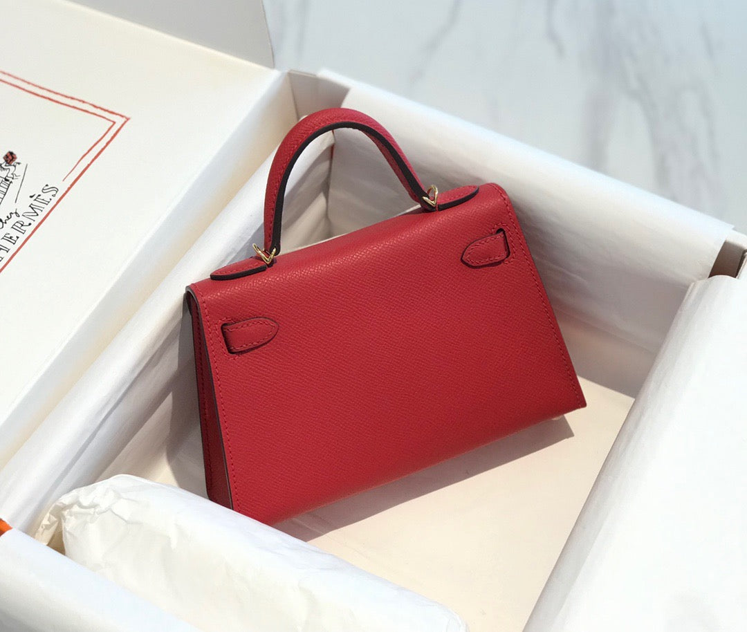 Hermes Kelly Mini II Sellier Bag In Rouge Casaque Epsom Leather