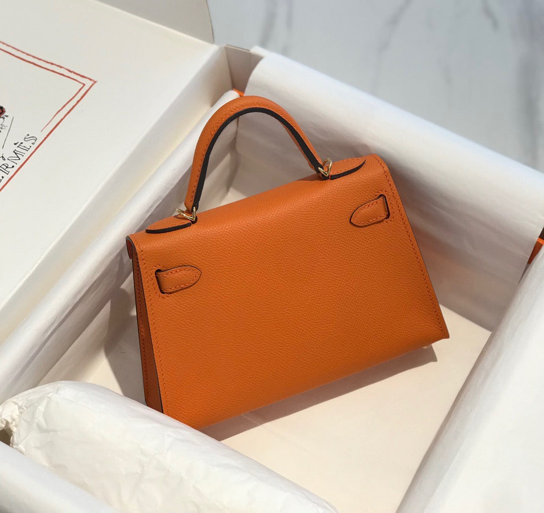 Hermes Kelly Mini II Sellier Bag In Orange Epsom Leather