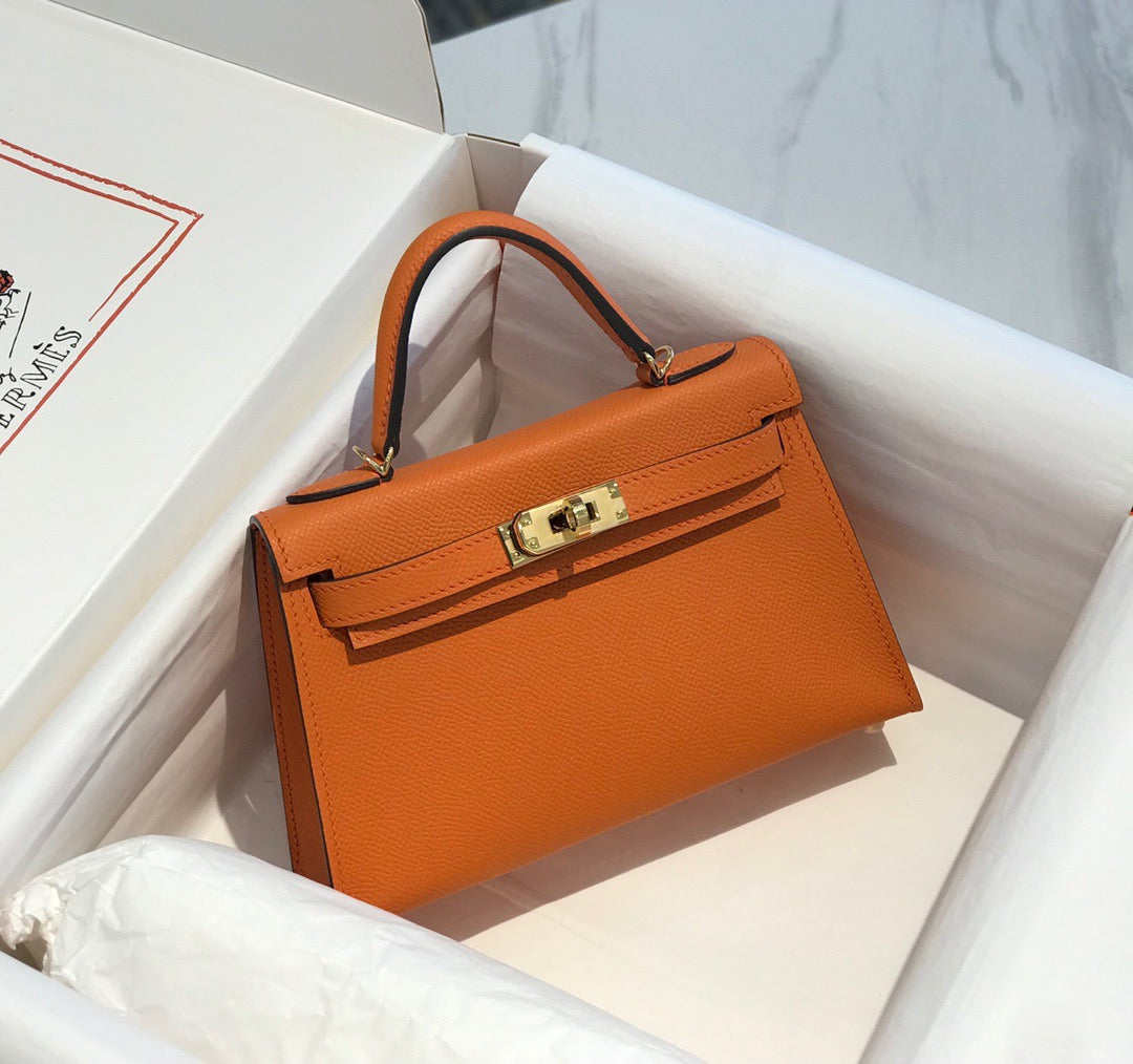 Hermes Kelly Mini II Sellier Bag In Orange Epsom Leather