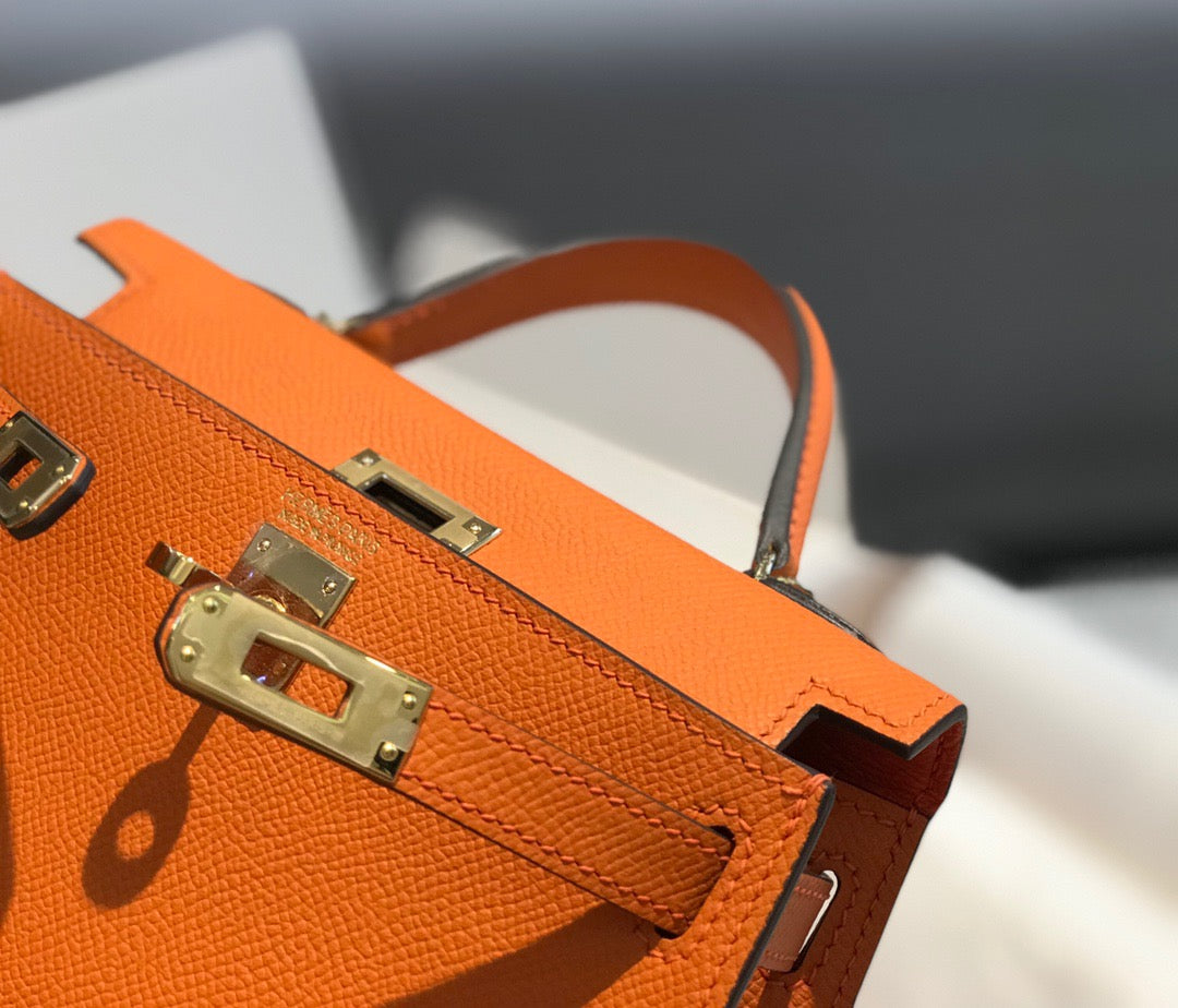 Hermes Kelly Mini II Sellier Bag In Orange Epsom Leather