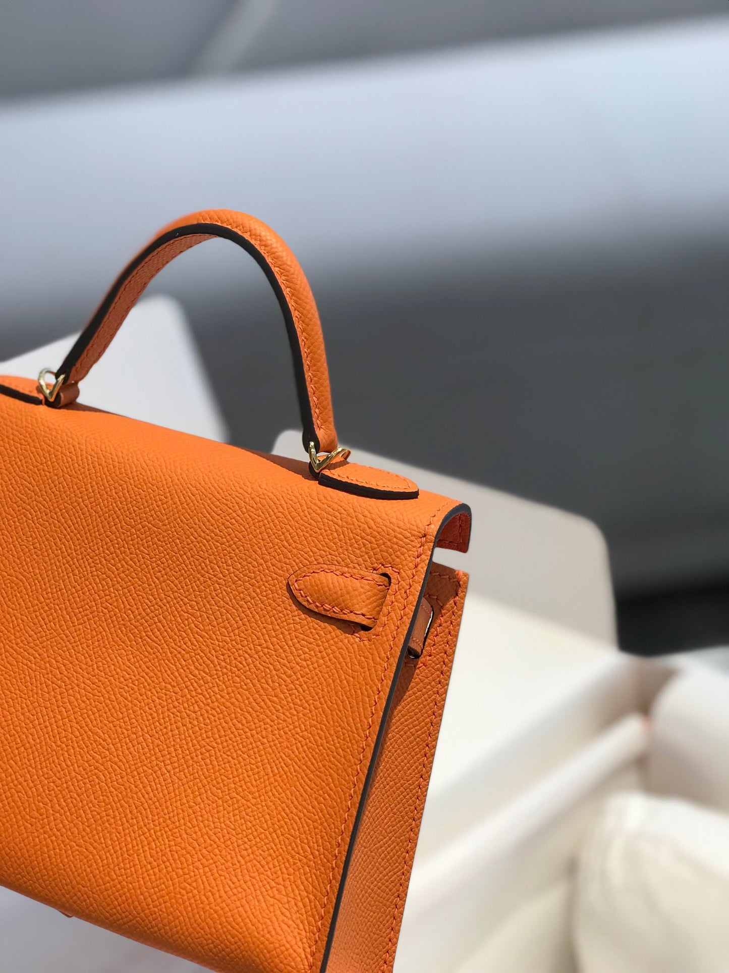 Hermes Kelly Mini II Sellier Bag In Orange Epsom Leather