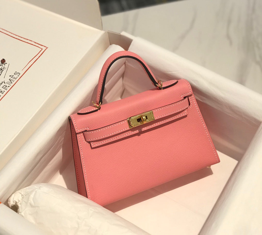 Hermes Kelly Mini II Sellier Bag In Rose Confetti Epsom Leather