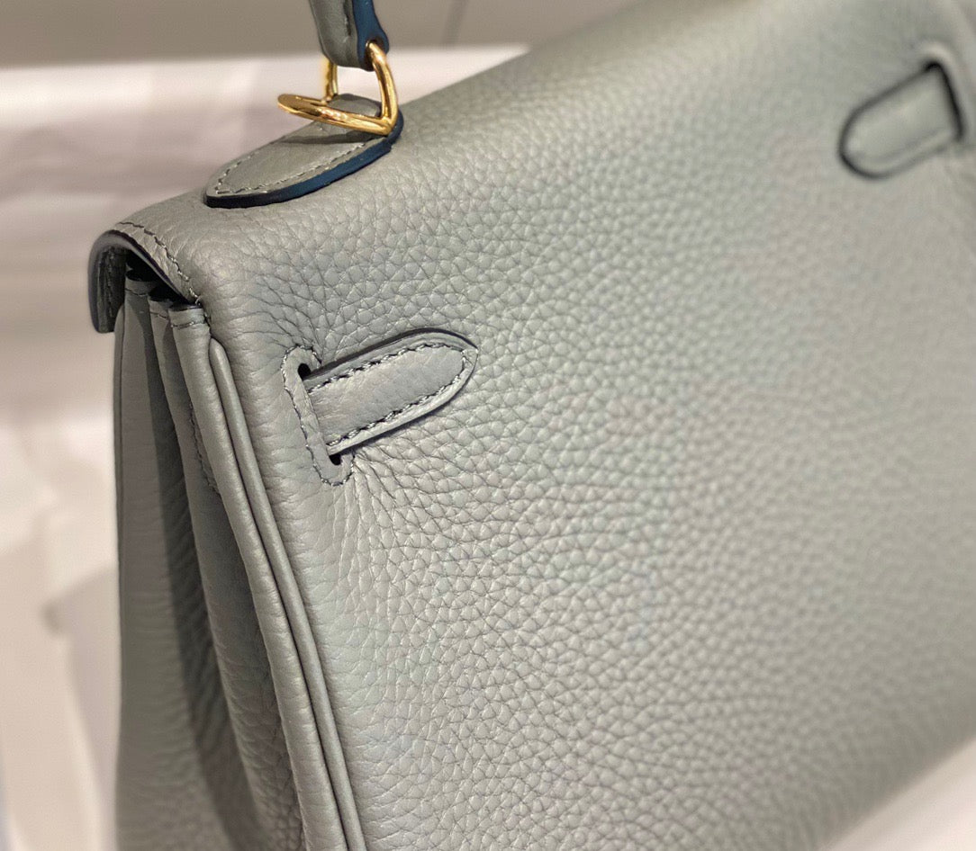 Hermes Kelly 20cm Bag In OL Gris Meyer Togo Leather